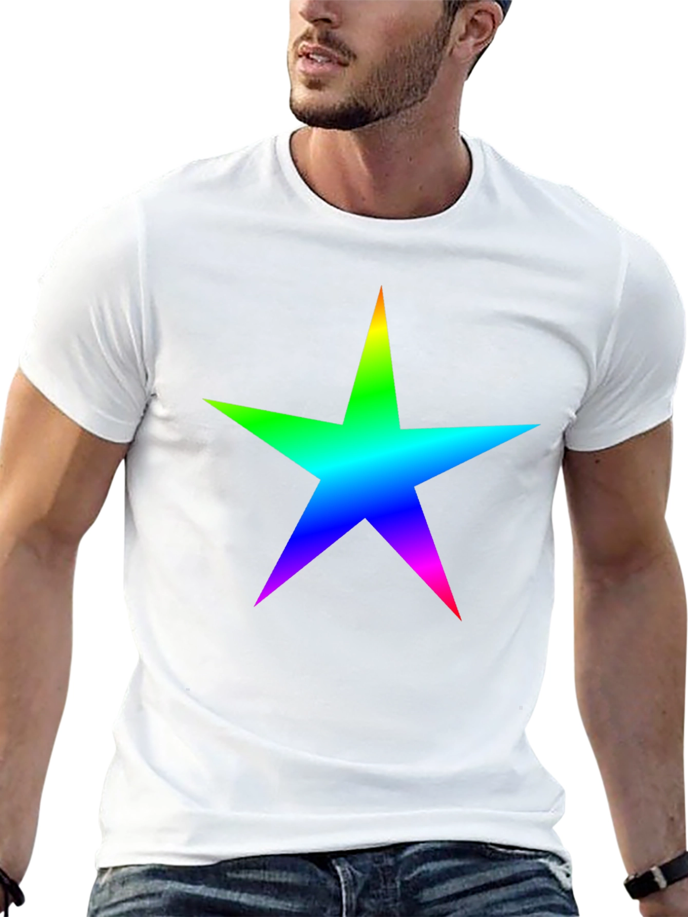 Rainbow Star Graphic Black T-Shirt