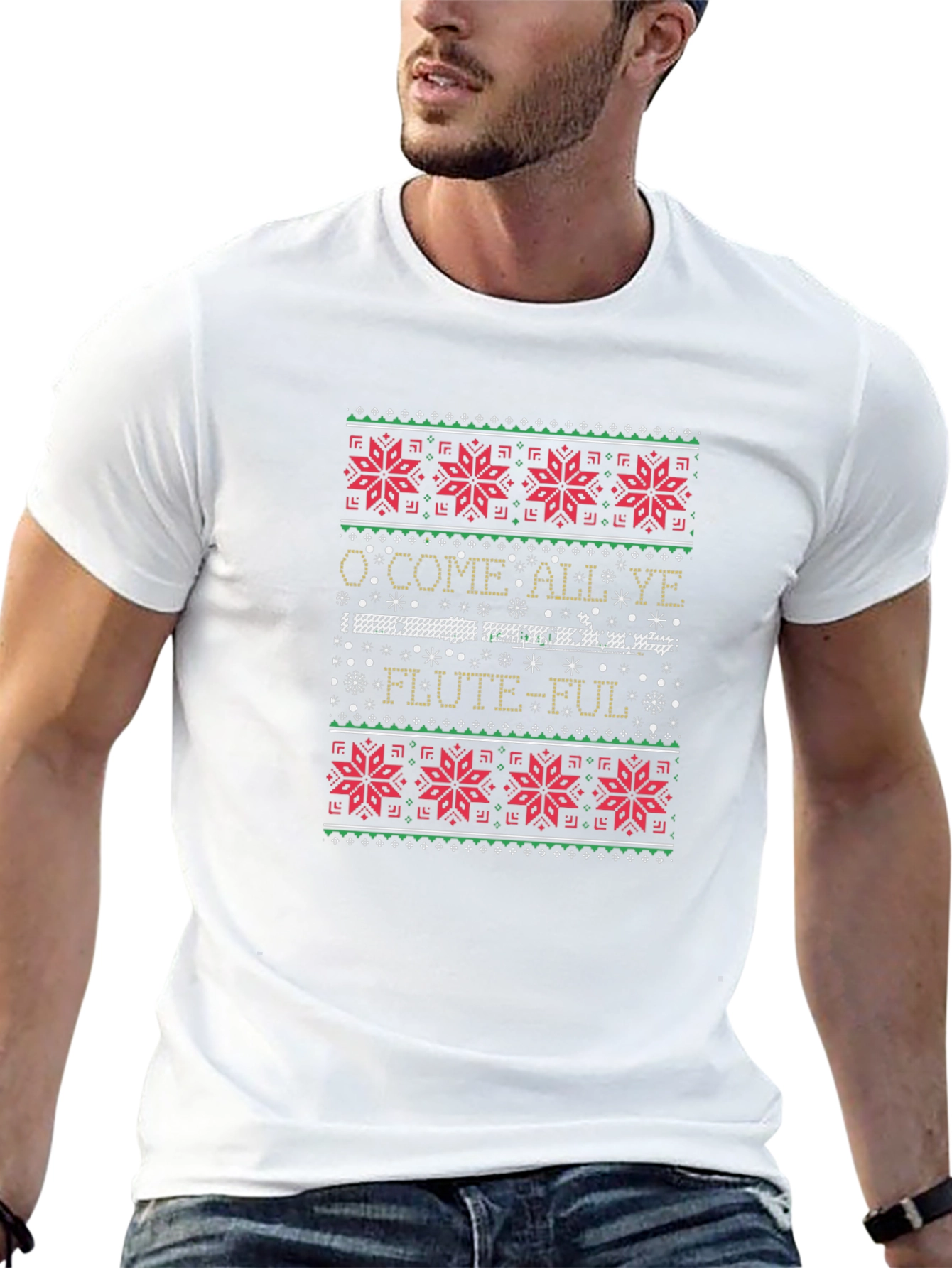 O Come All Ye Flute-Ful Ugly Christmas Sweater T-Shirt