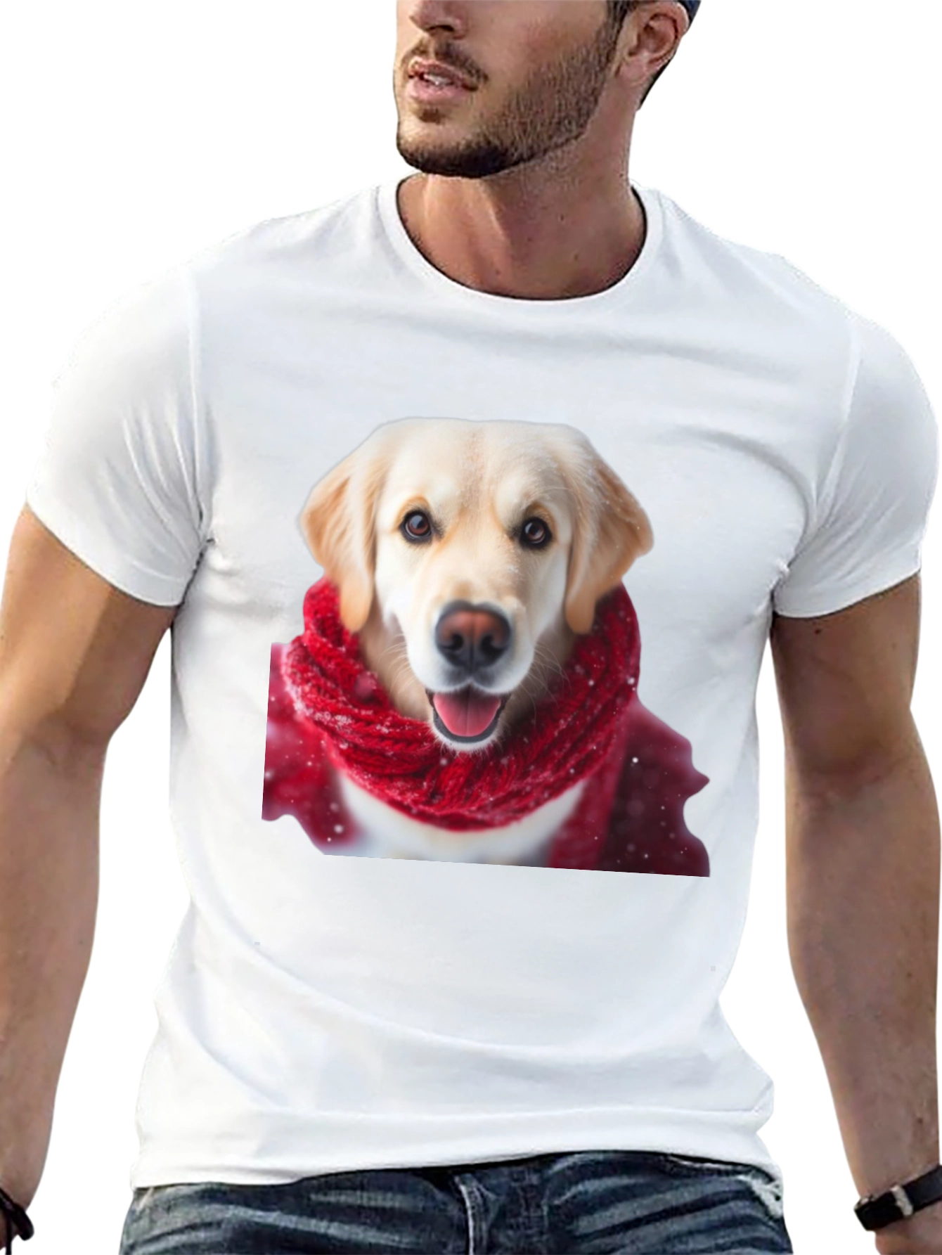 Dog in Scarf Graphic Tee - Black Casual T-Shirt
