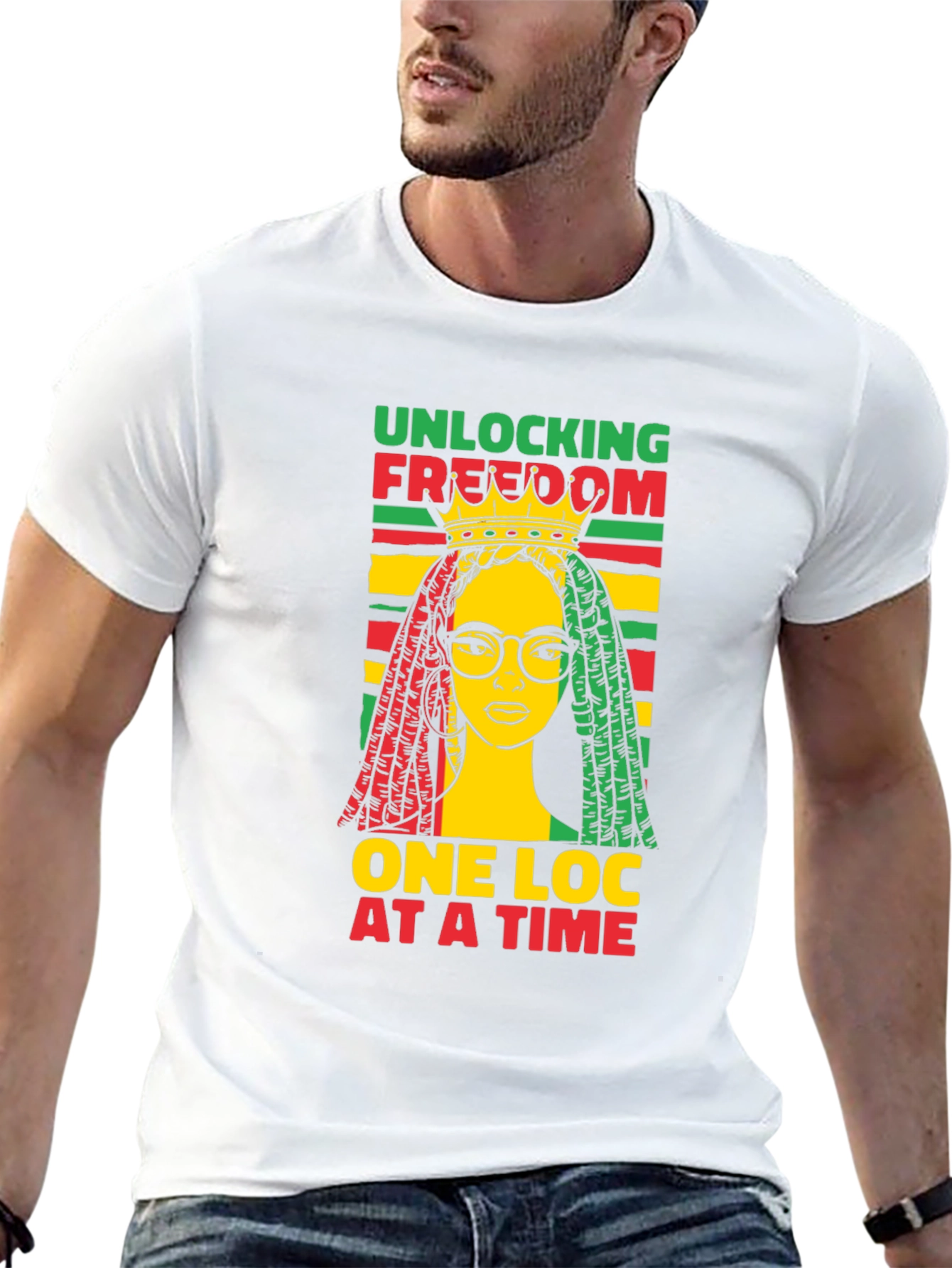 Unlocking Freedom Tee - Rasta Loc Design