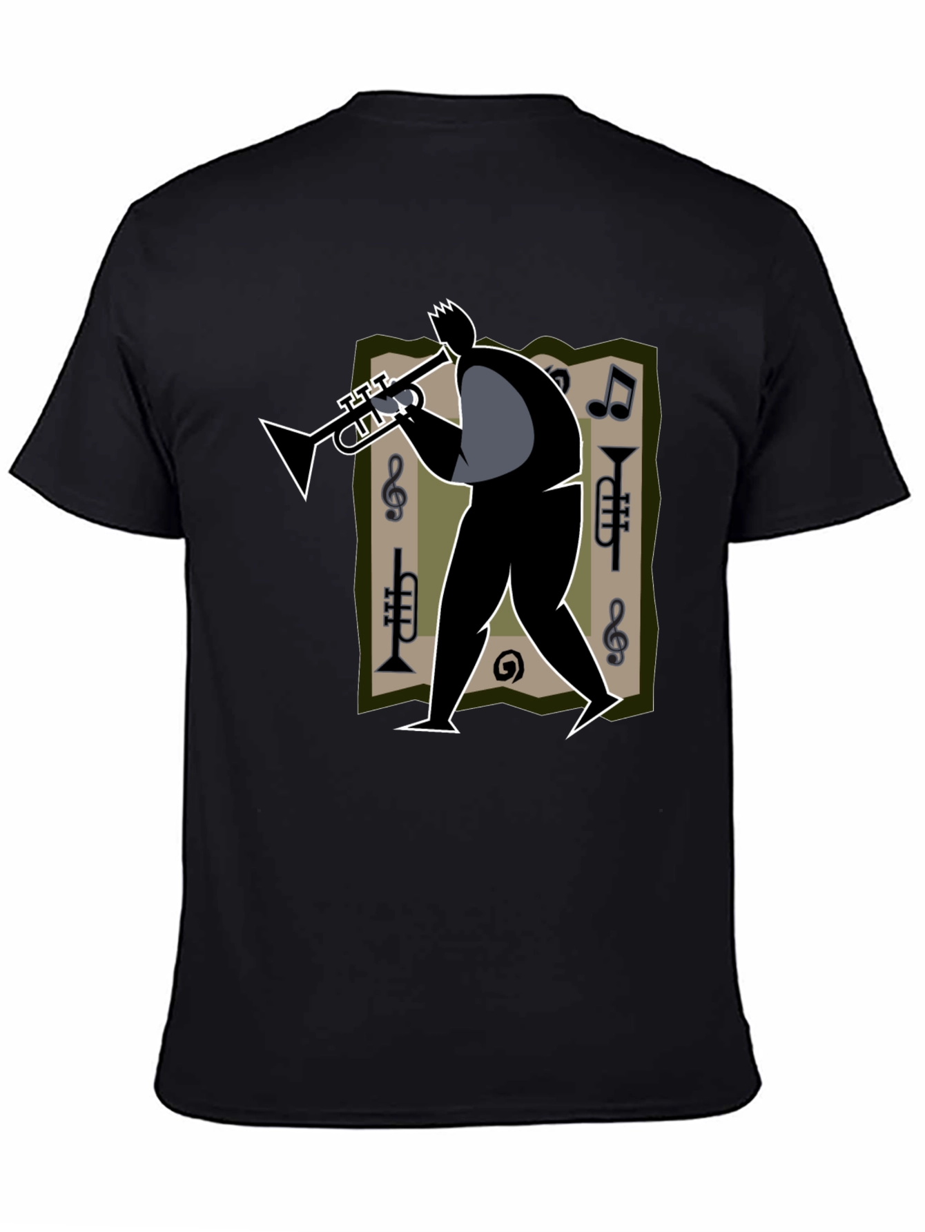Jazz Musician Graphic Tee - Black Cotton T-Shirt