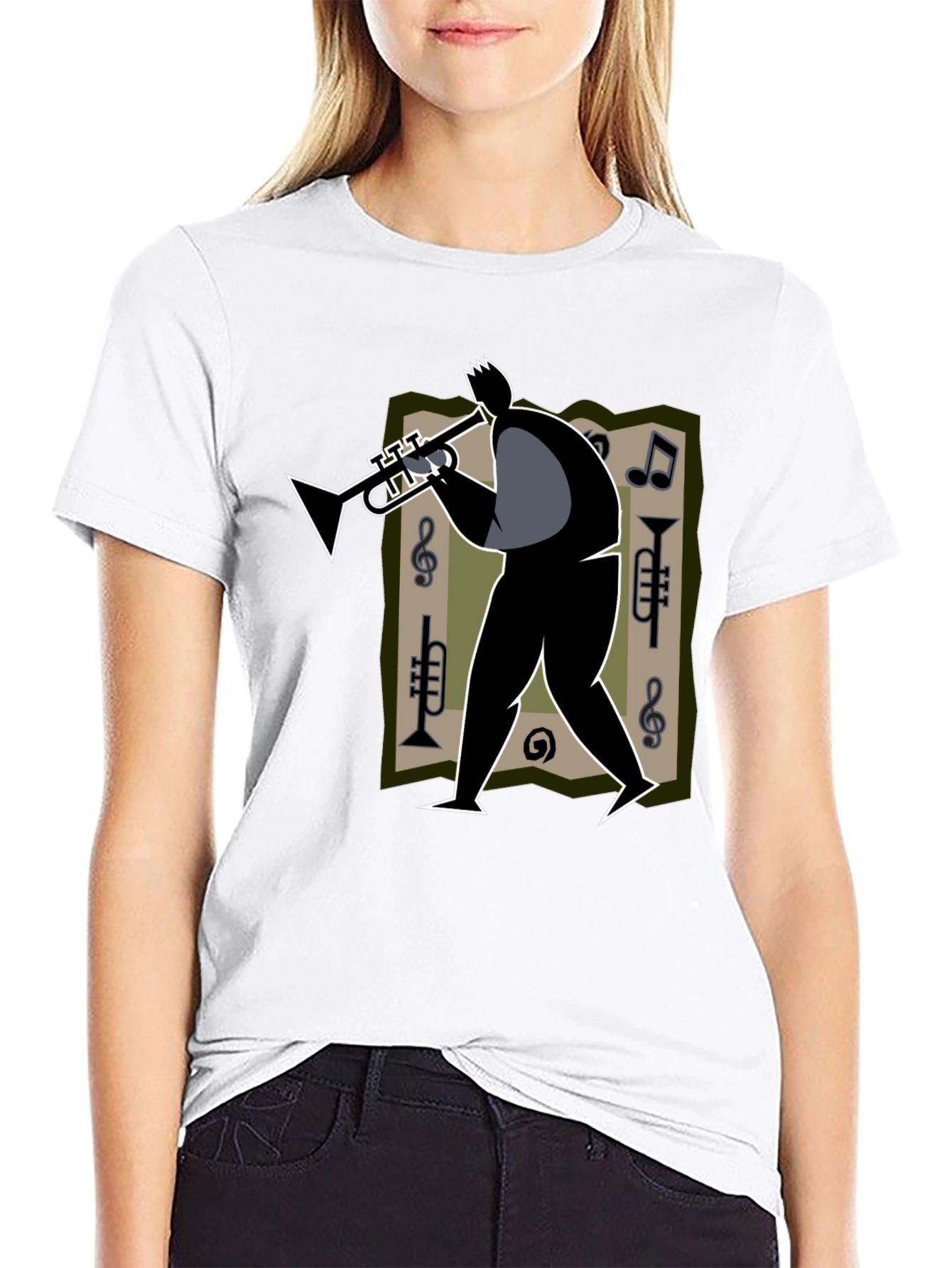 Jazz Musician Graphic Tee - Black Cotton T-Shirt