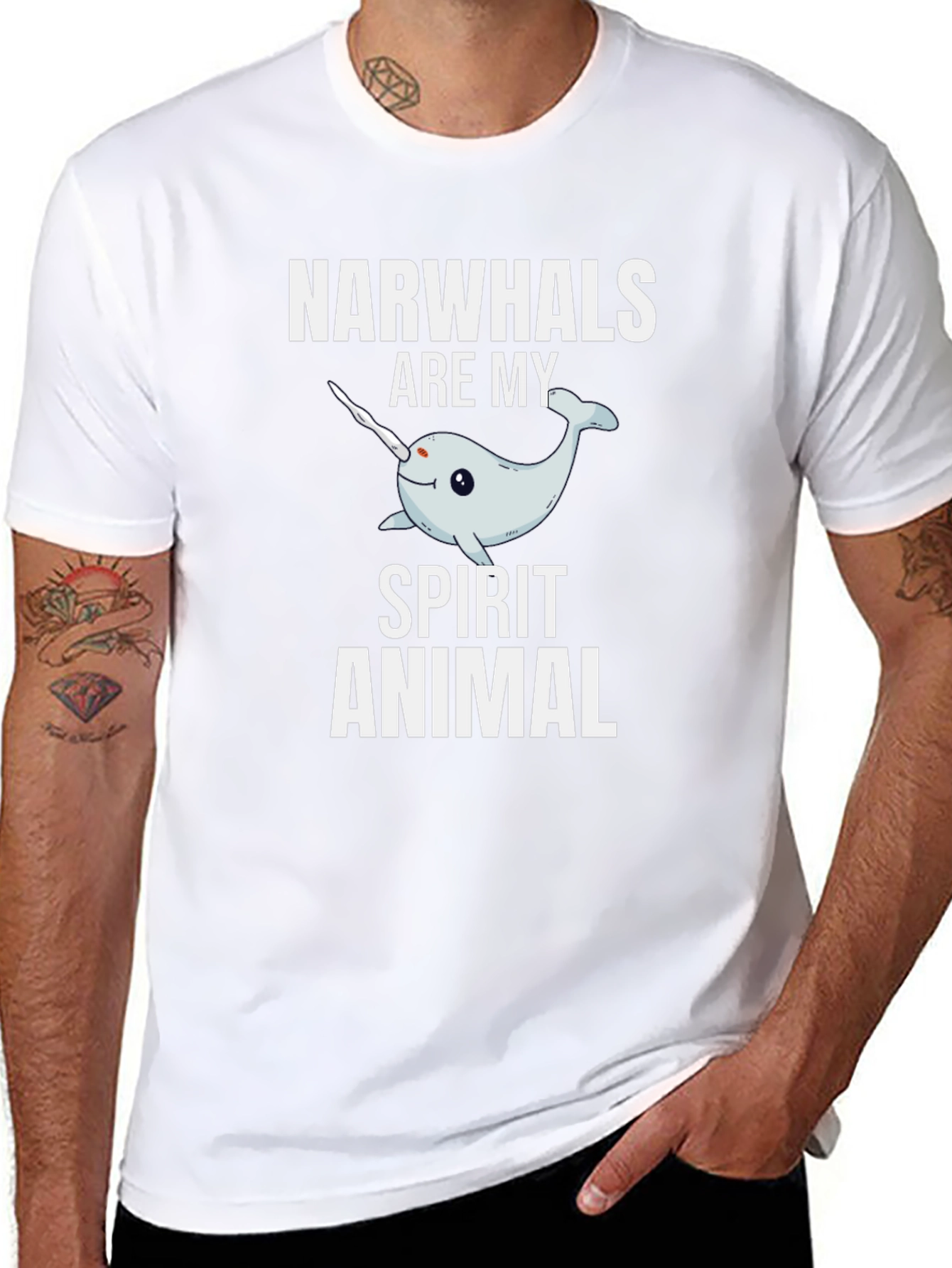 Narwhal Spirit Animal Graphic Tee - Black Cotton