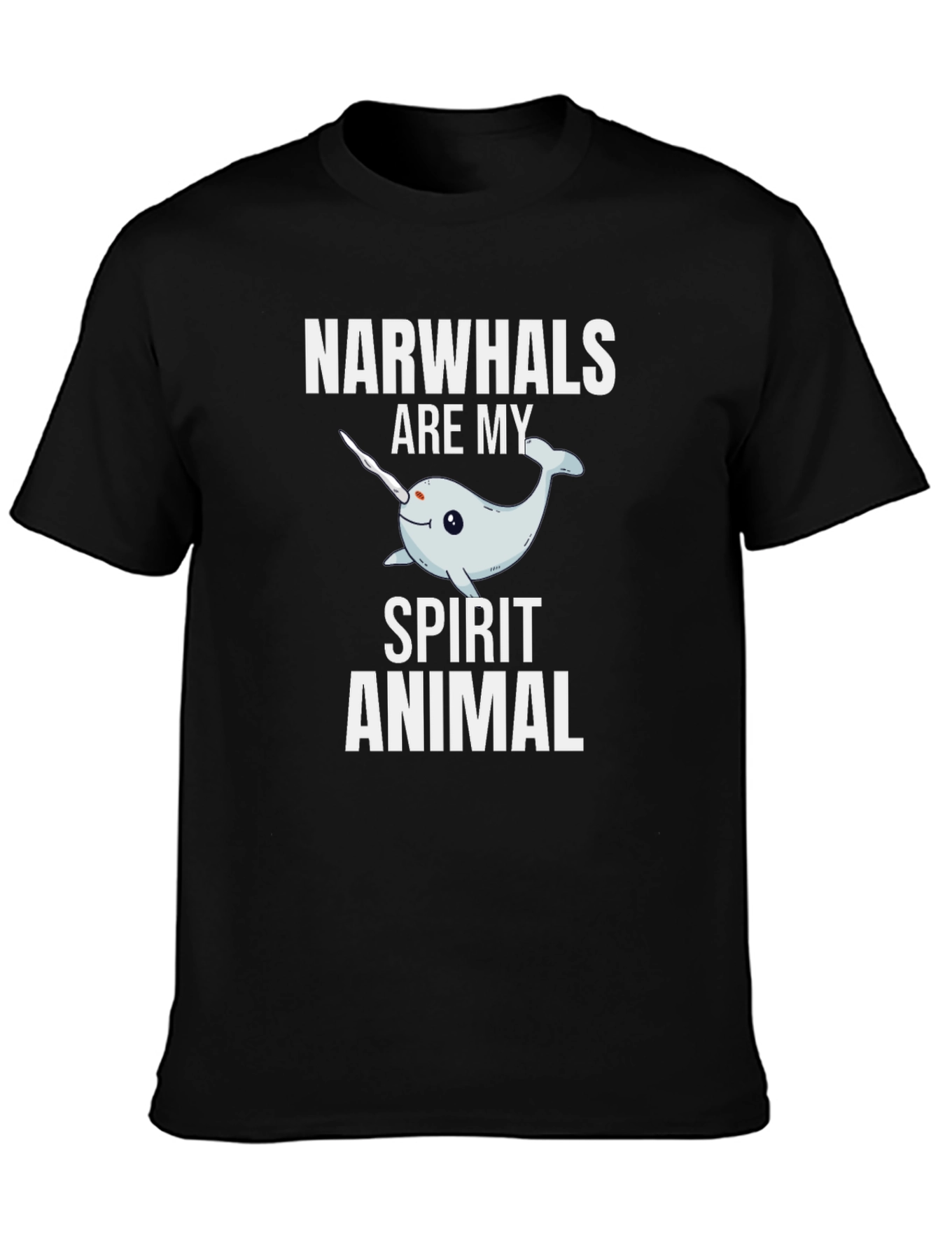 Narwhal Spirit Animal Graphic Tee - Black Cotton