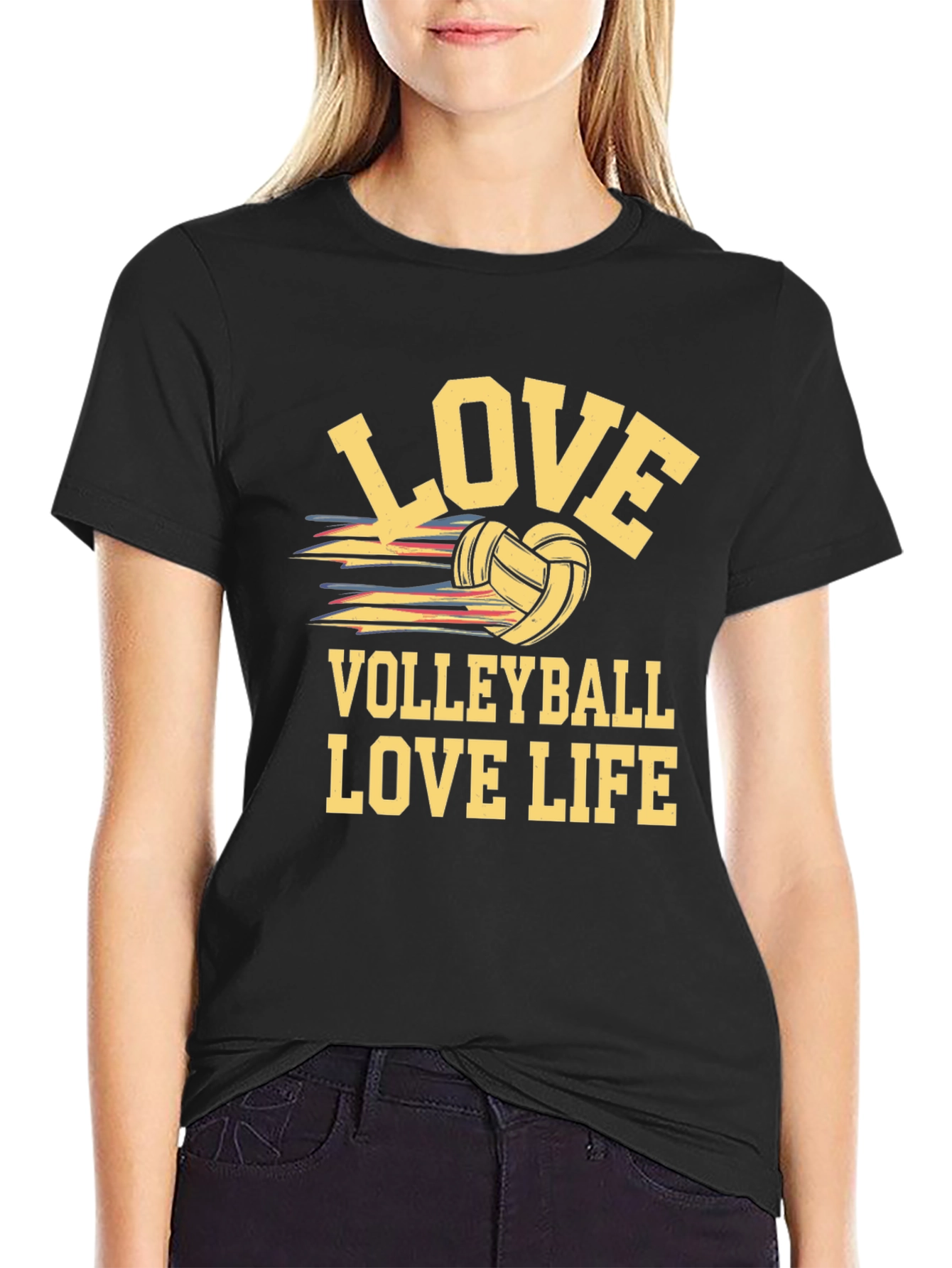 Love Volleyball Life Black T-Shirt