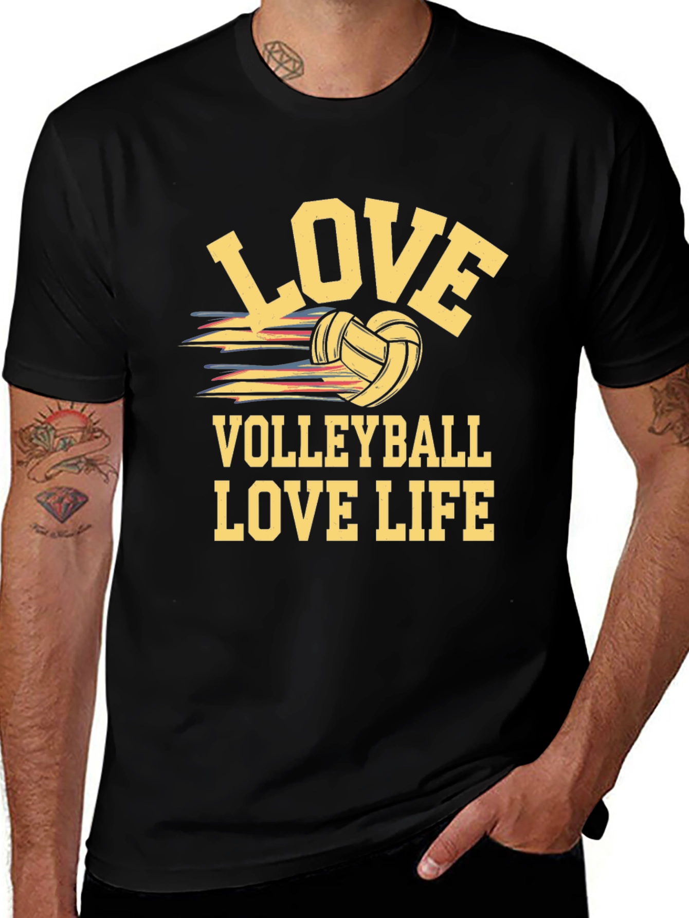 Love Volleyball Life Black T-Shirt