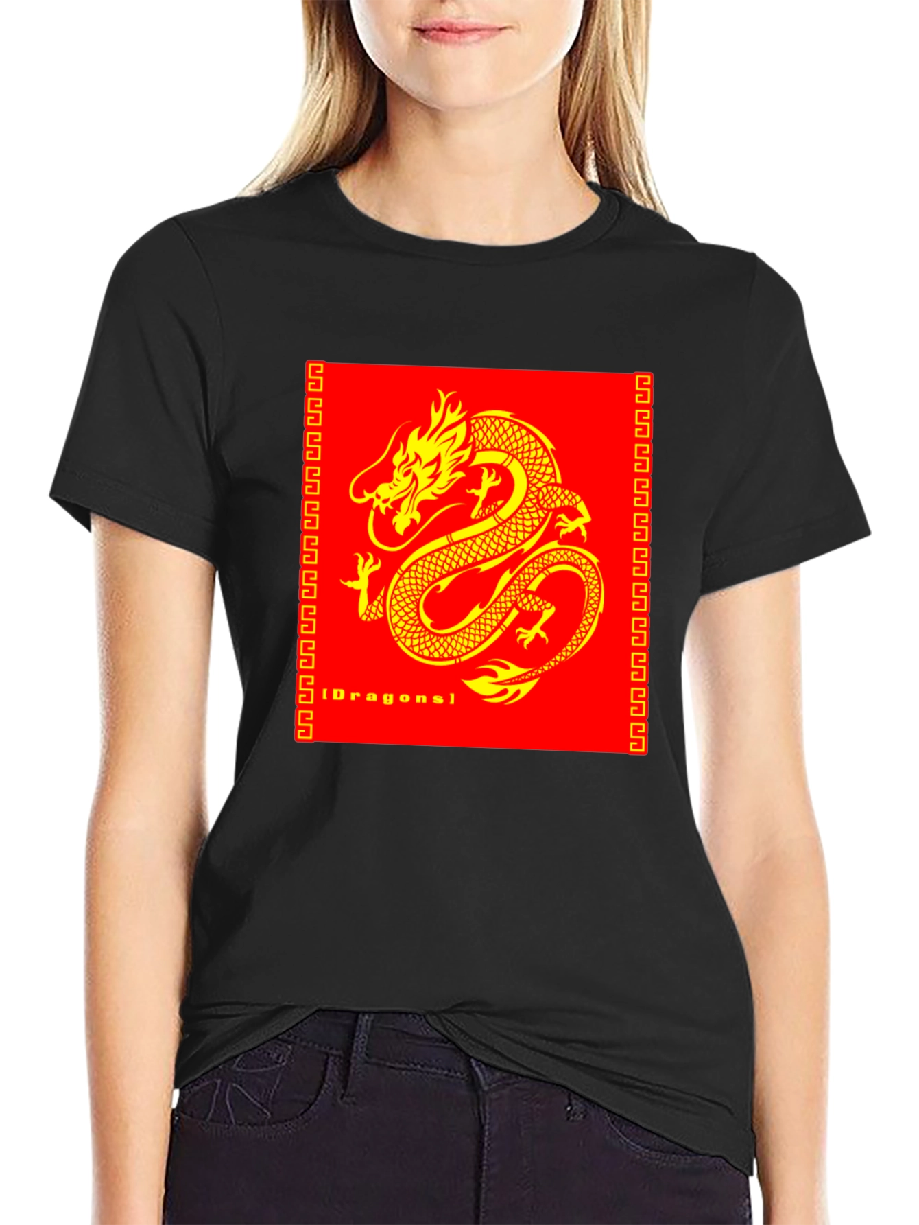 Dragon Graphic Print Black T-Shirt