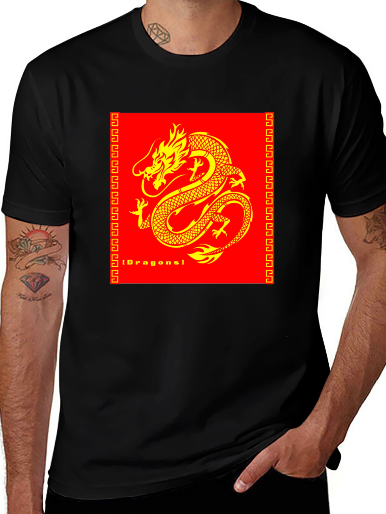 Dragon Graphic Print Black T-Shirt
