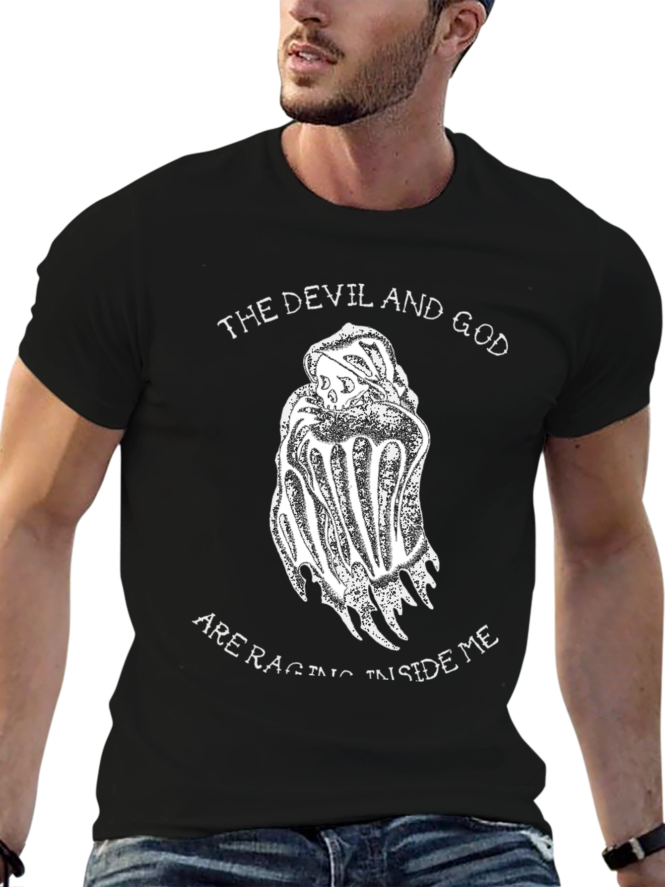 Devil and God T-Shirt - Graphic Print Tee