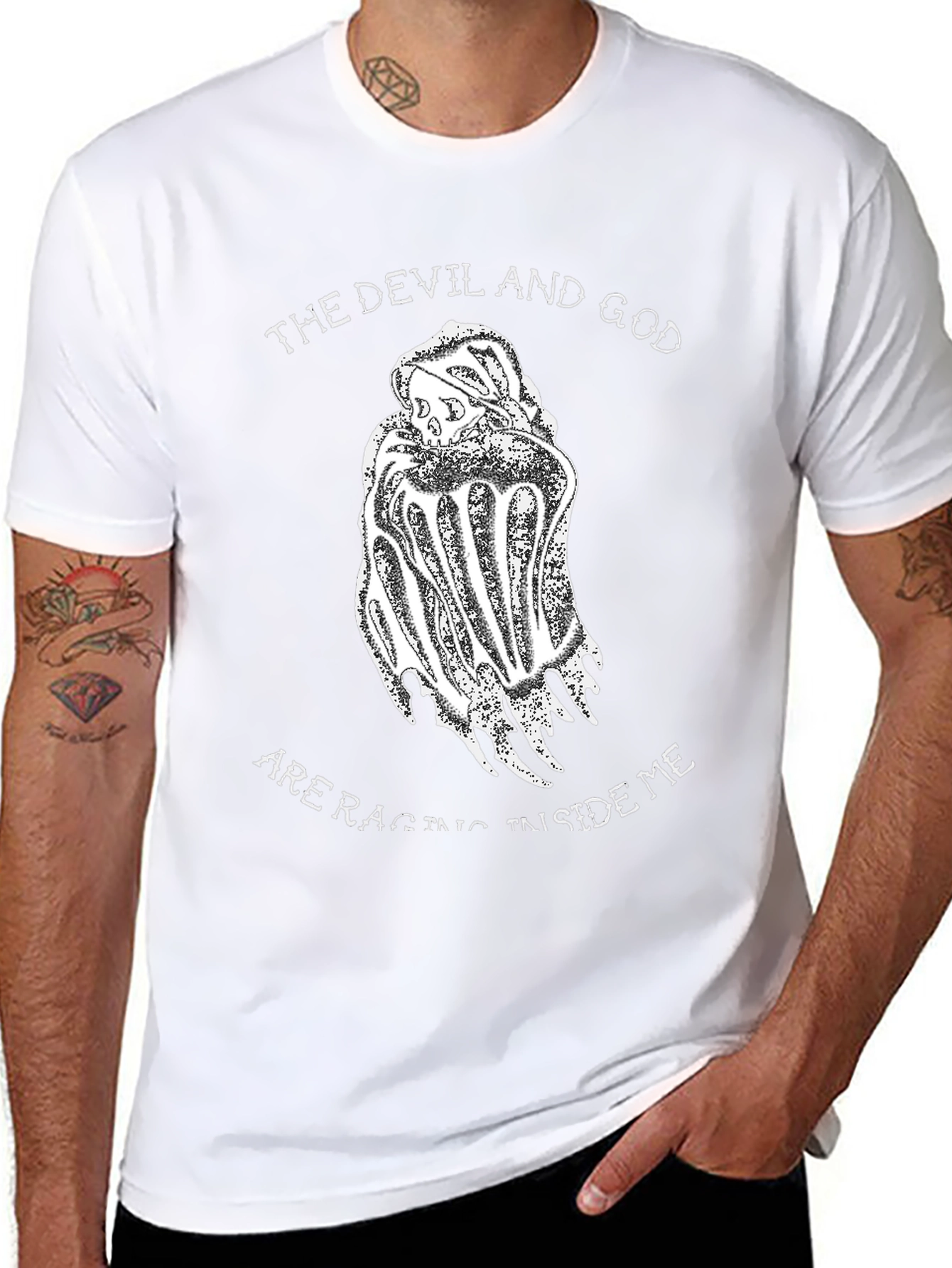 Devil and God T-Shirt - Graphic Print Tee