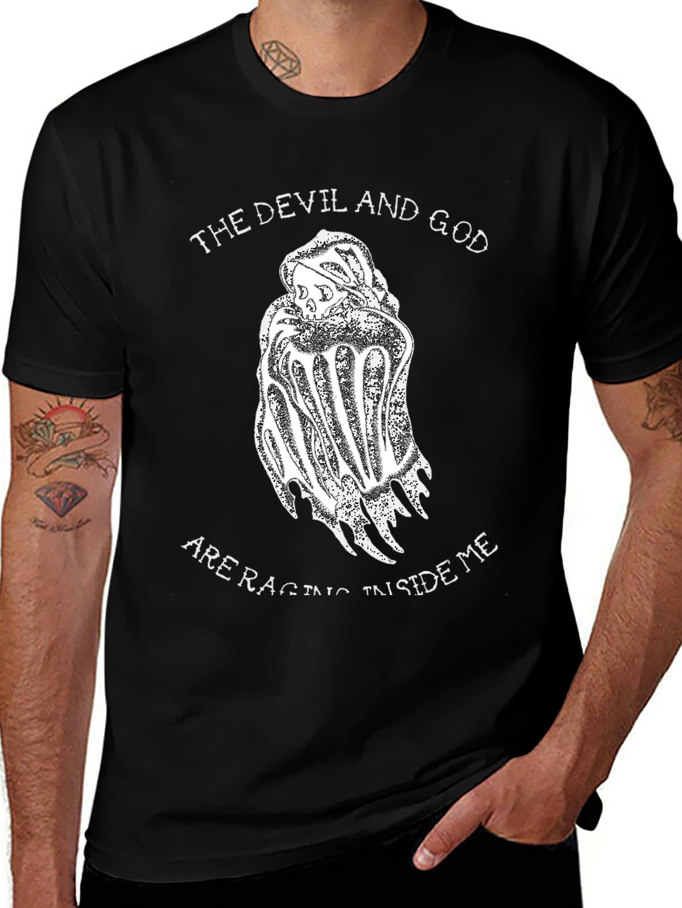 Devil and God T-Shirt - Graphic Print Tee