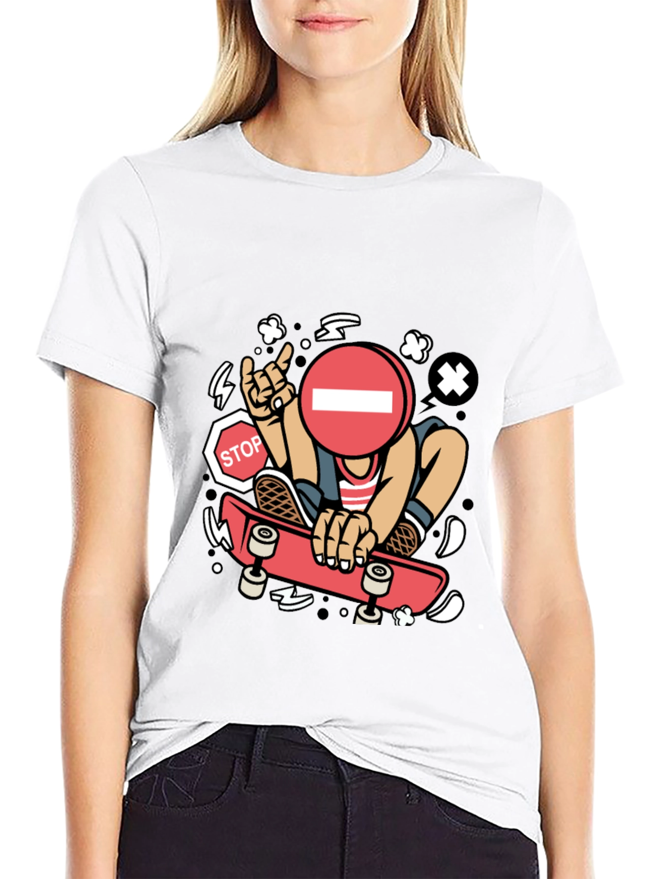 Stop Sign Skater Graphic Tee - Cool Streetwear Shirt