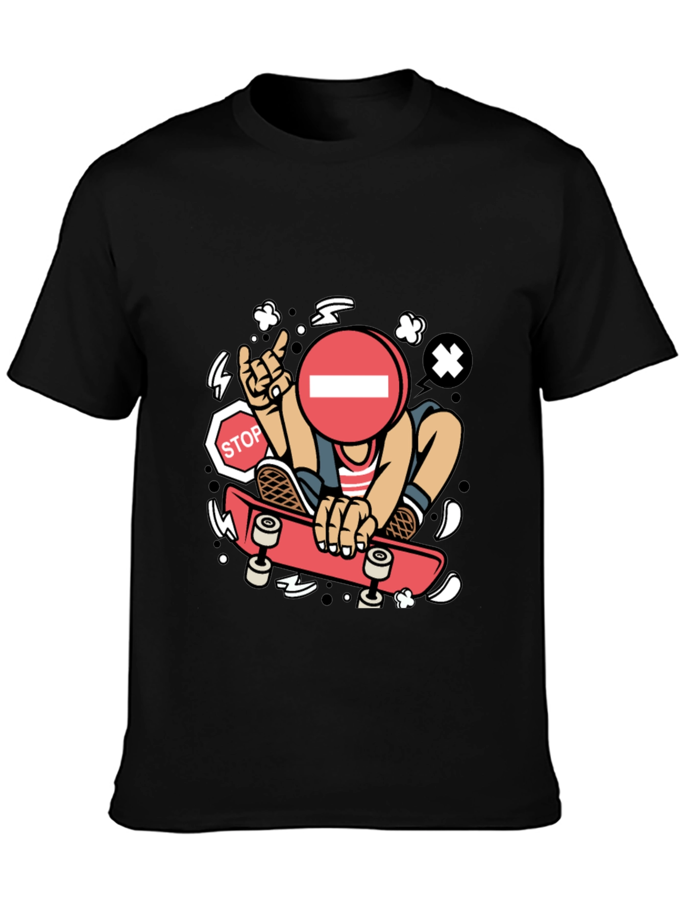 Stop Sign Skater Graphic Tee - Cool Streetwear Shirt