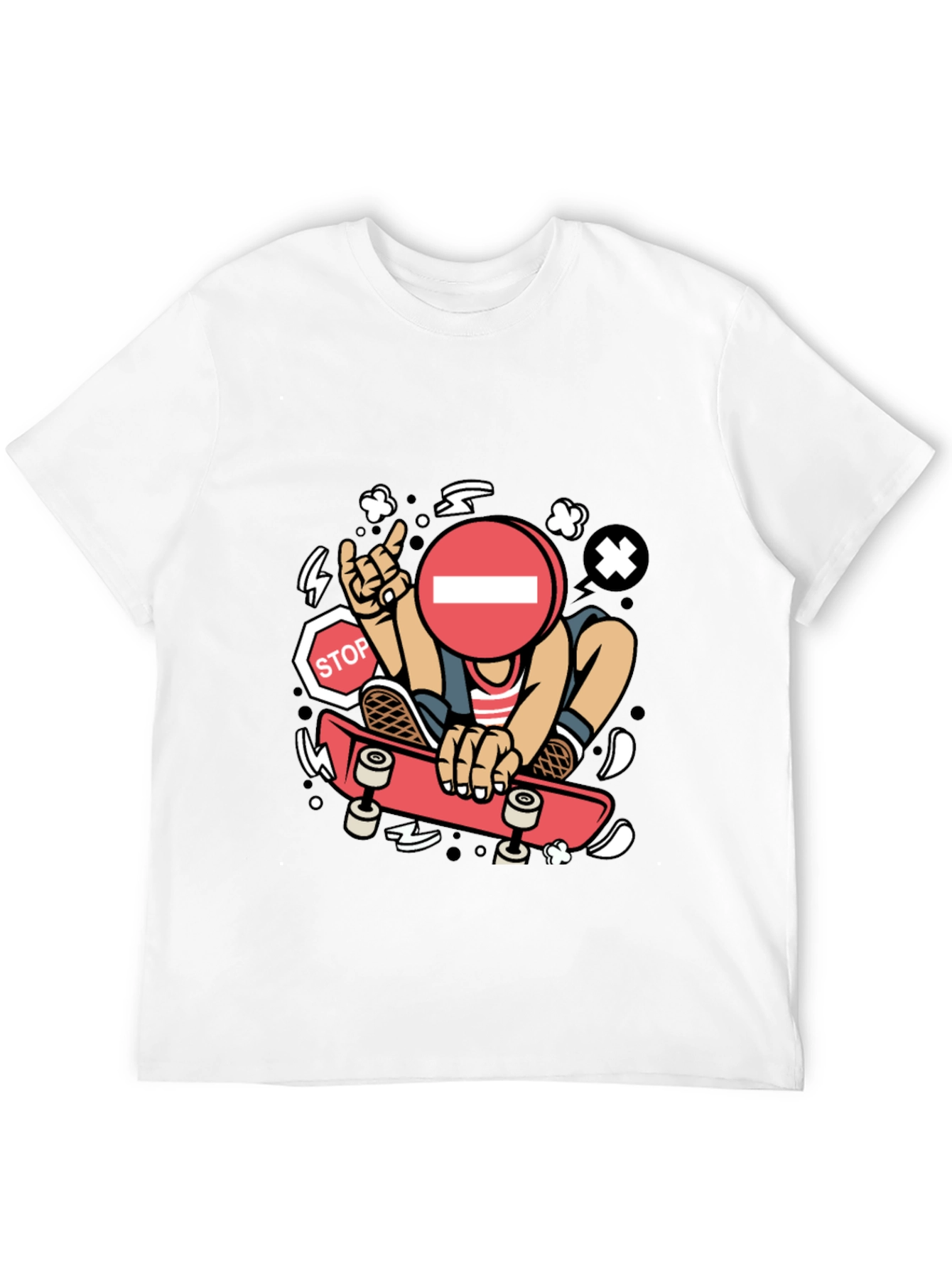 Stop Sign Skater Graphic Tee - Cool Streetwear Shirt