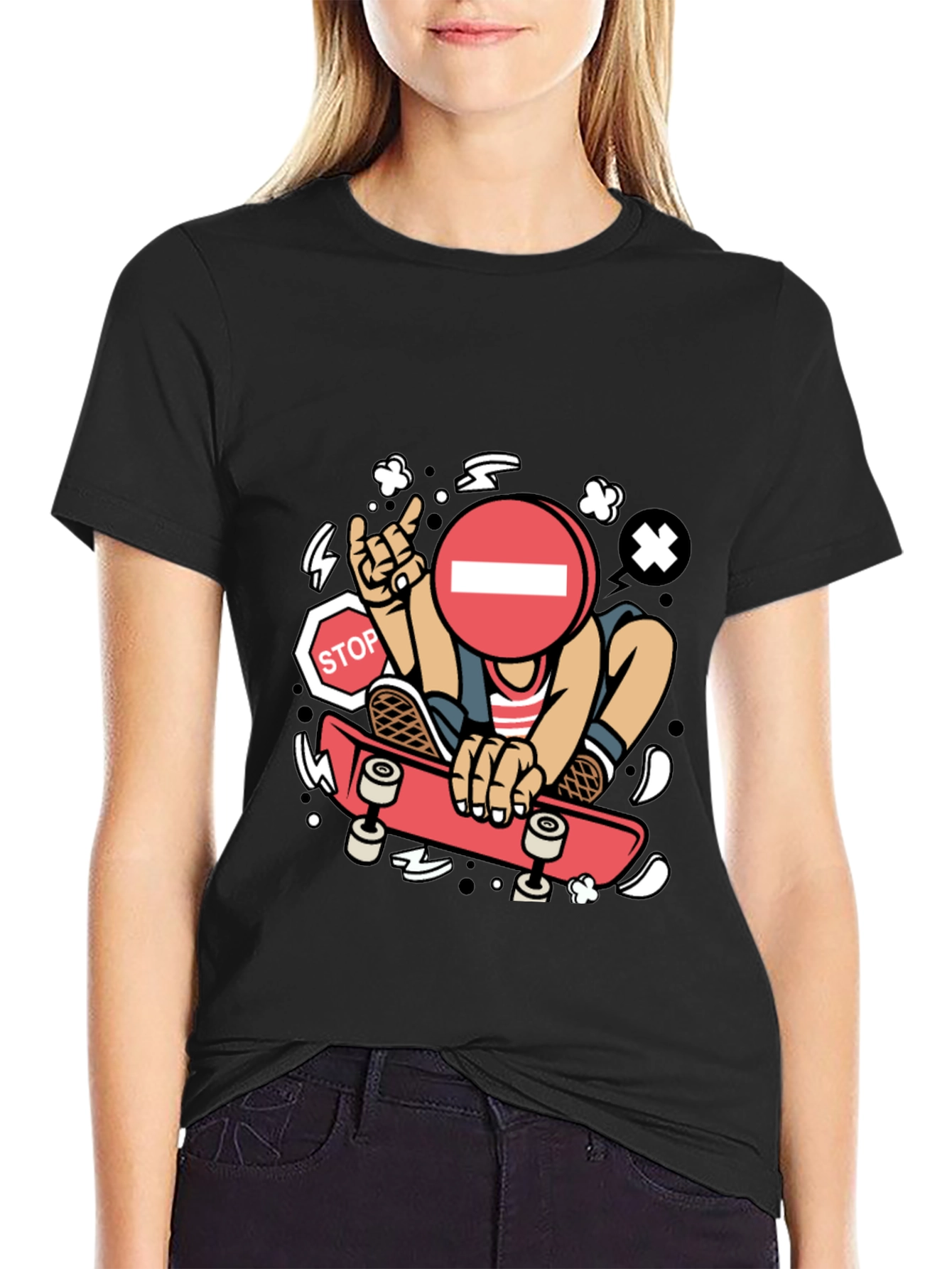 Stop Sign Skater Graphic Tee - Cool Streetwear Shirt