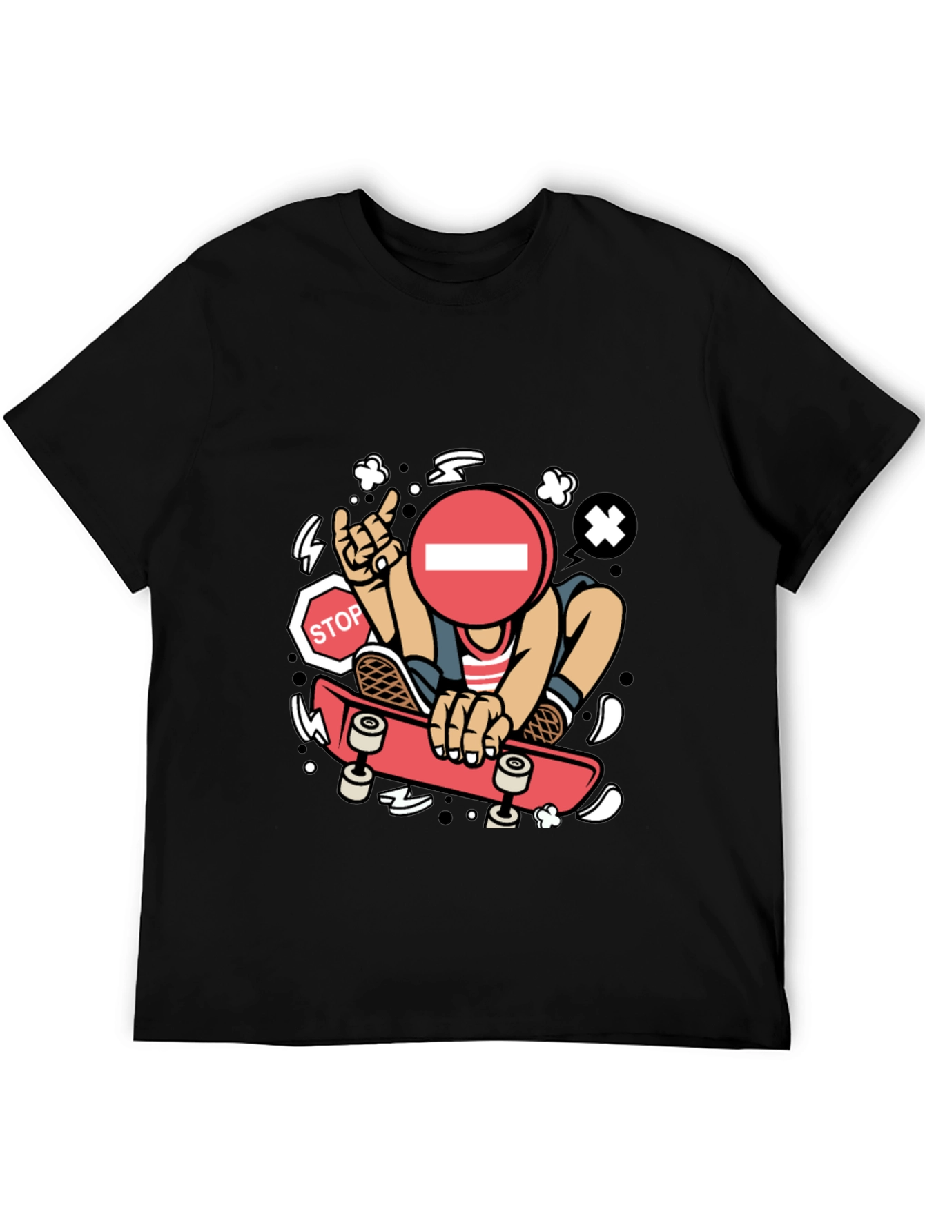 Stop Sign Skater Graphic Tee - Cool Streetwear Shirt