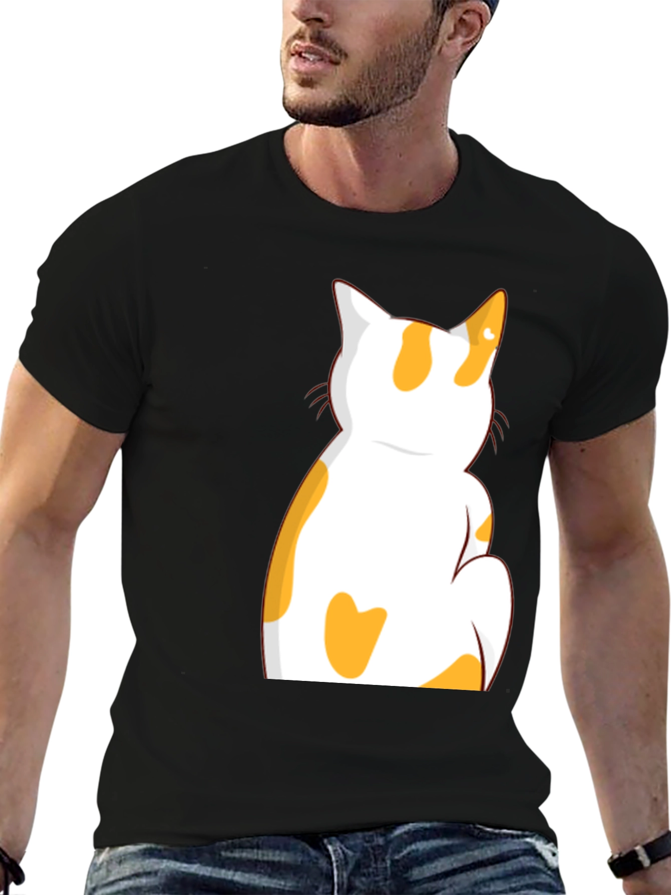 Cat Graphic Black T-Shirt - Unisex