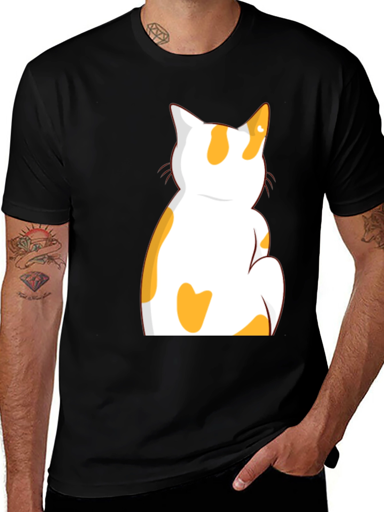 Cat Graphic Black T-Shirt - Unisex