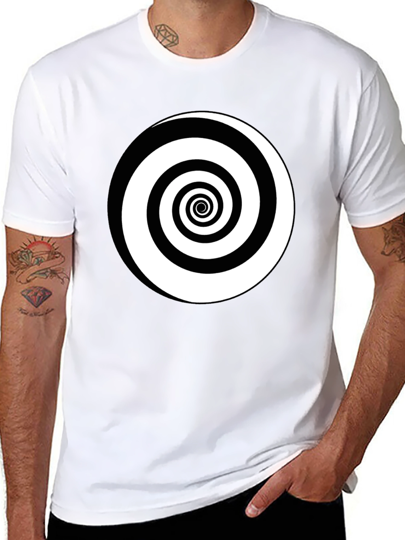 Hypnotic Spiral Graphic Tee - Black Cotton Comfort