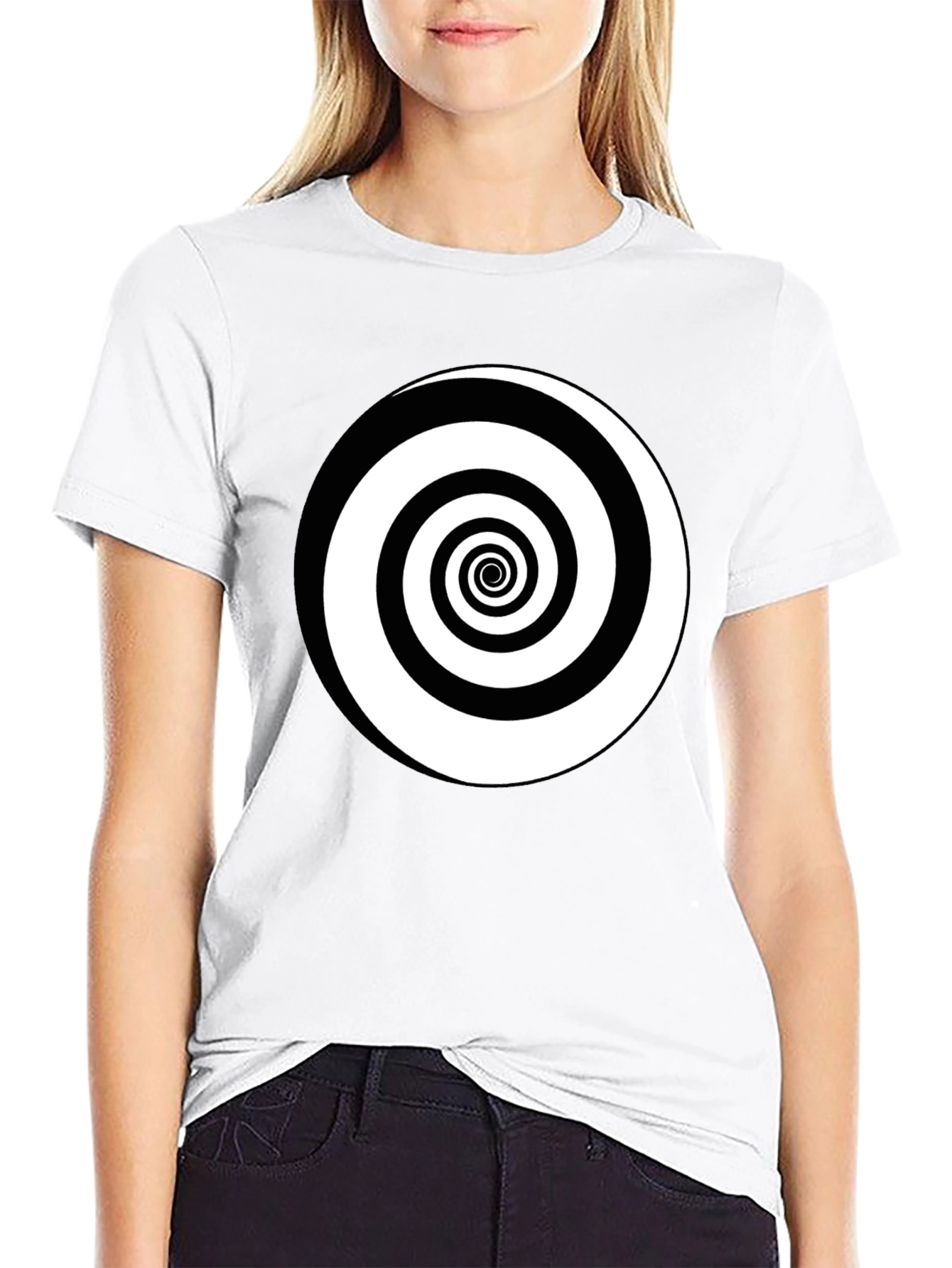 Hypnotic Spiral Graphic Tee - Black Cotton Comfort