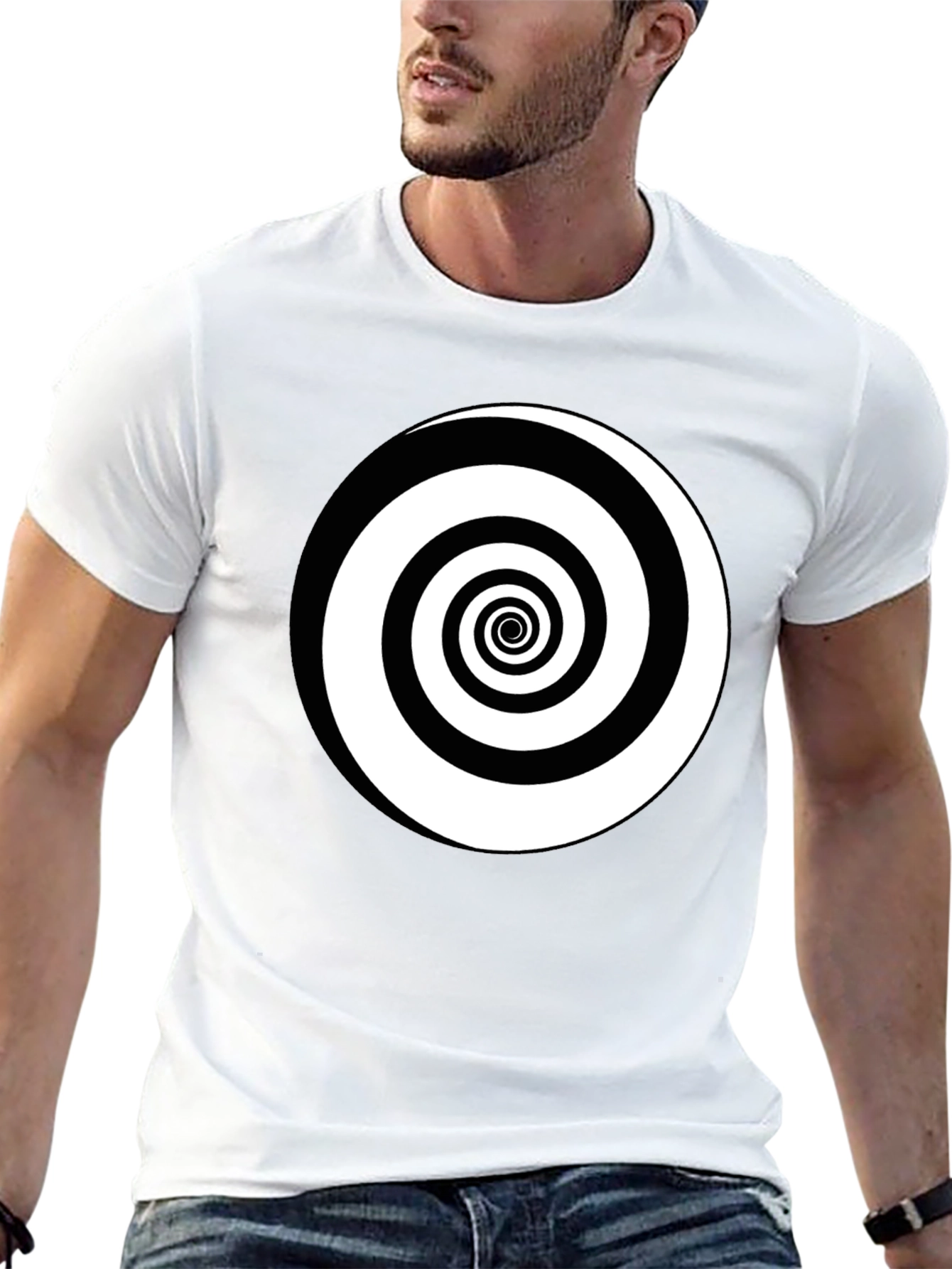 Hypnotic Spiral Graphic Tee - Black Cotton Comfort