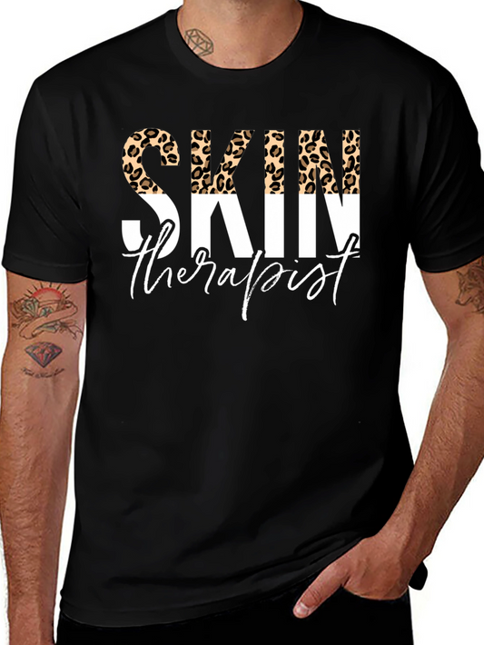 Skin Therapist Leopard Print Black T-Shirt