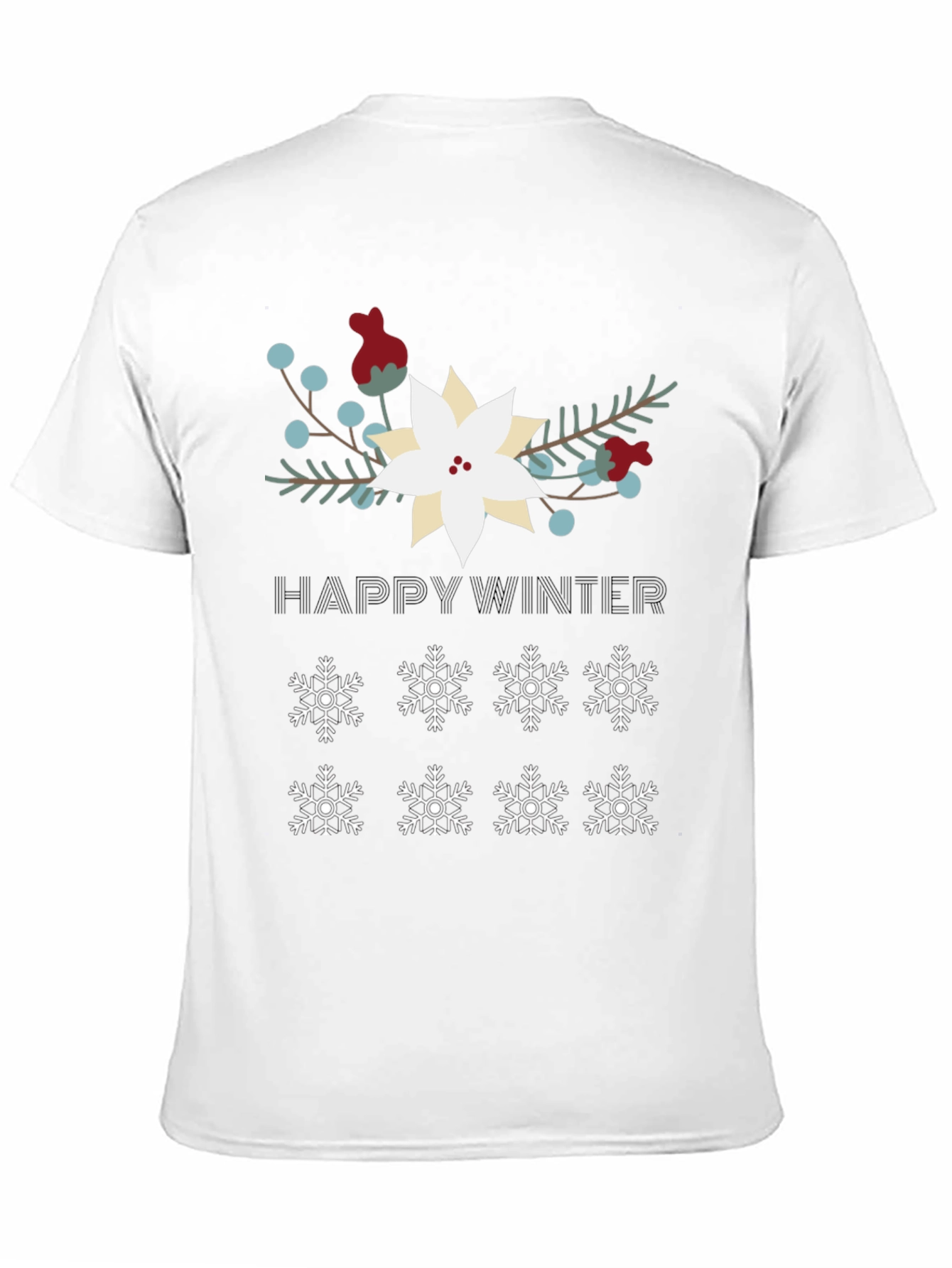 Happy Winter Snowflake Graphic Tee - Black