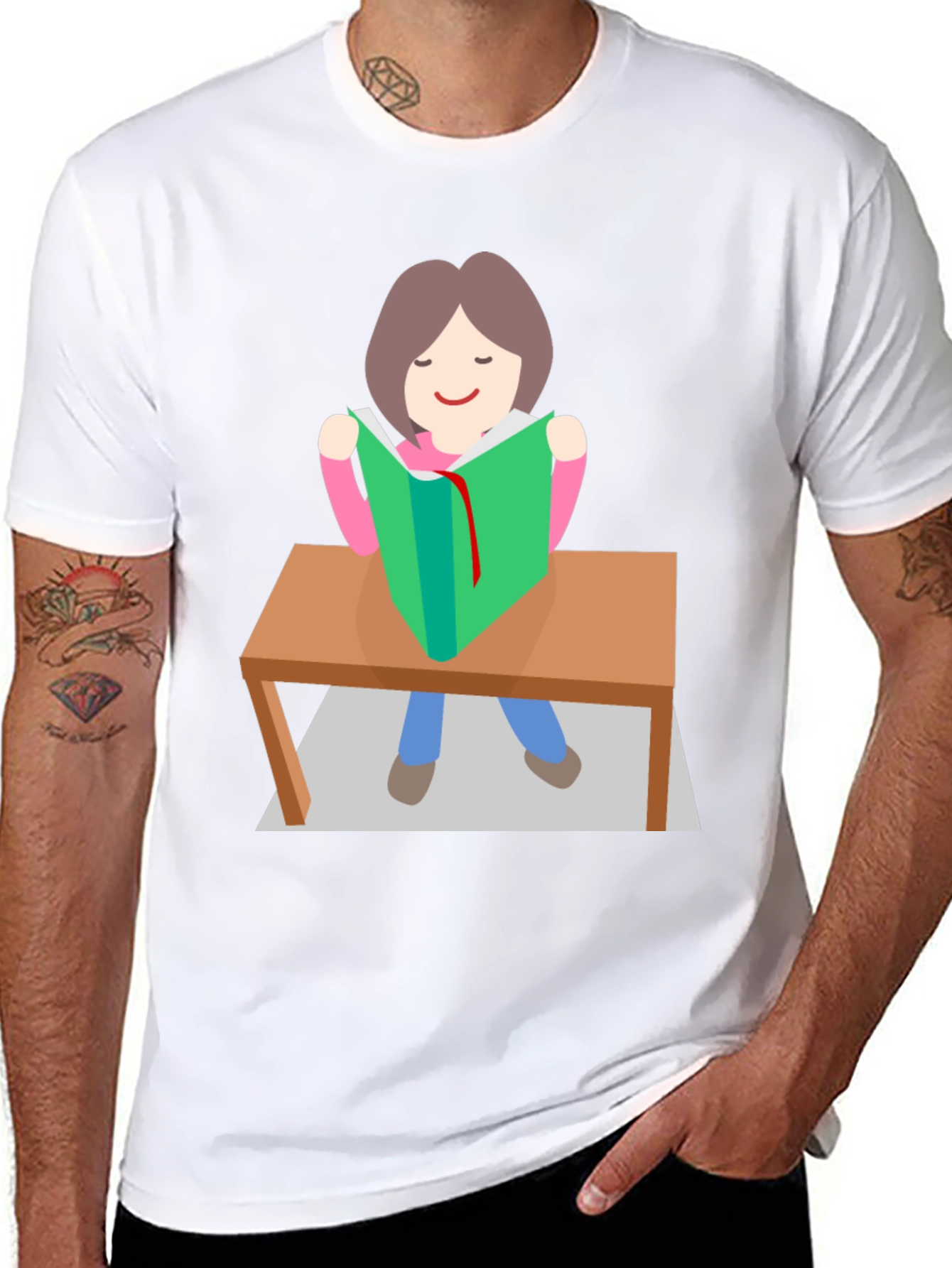 Bookworm T-Shirt - Cartoon Student Reading Design