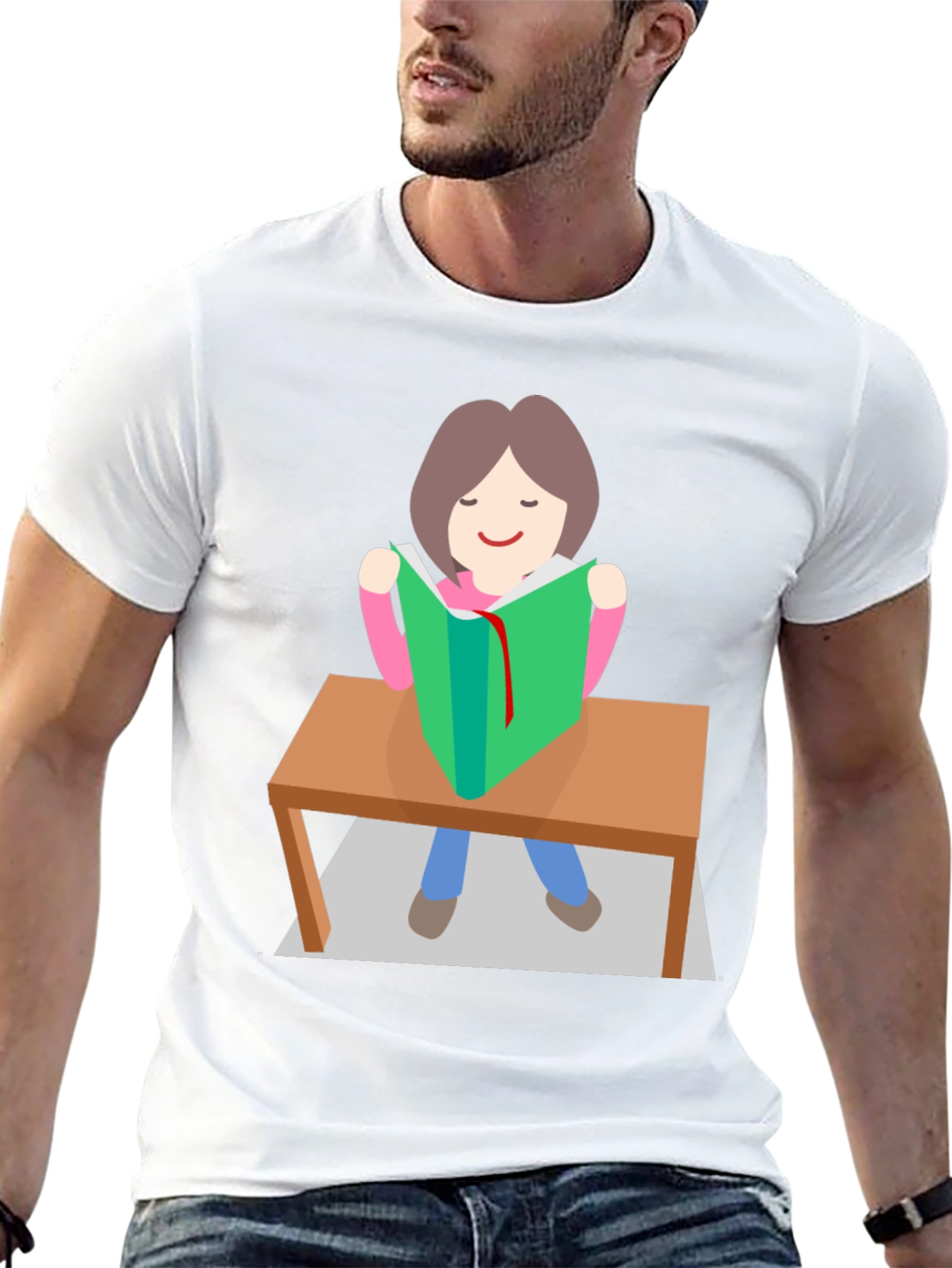 Bookworm T-Shirt - Cartoon Student Reading Design