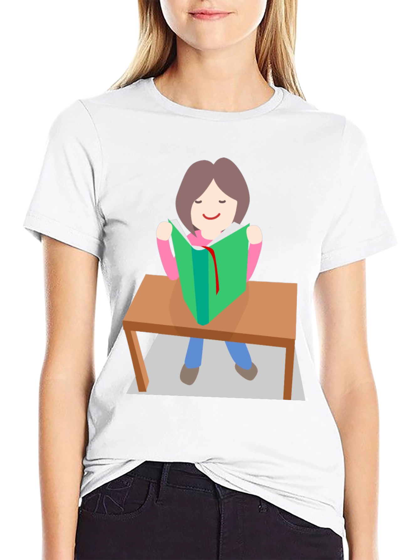 Bookworm T-Shirt - Cartoon Student Reading Design