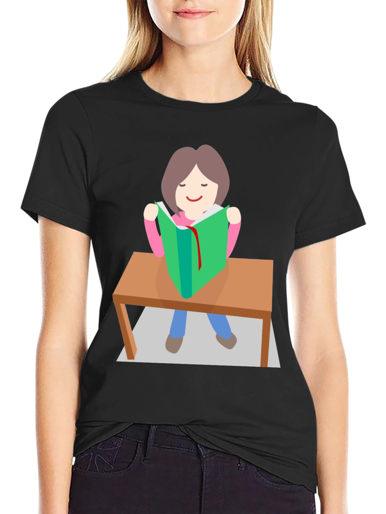 Bookworm T-Shirt - Cartoon Student Reading Design