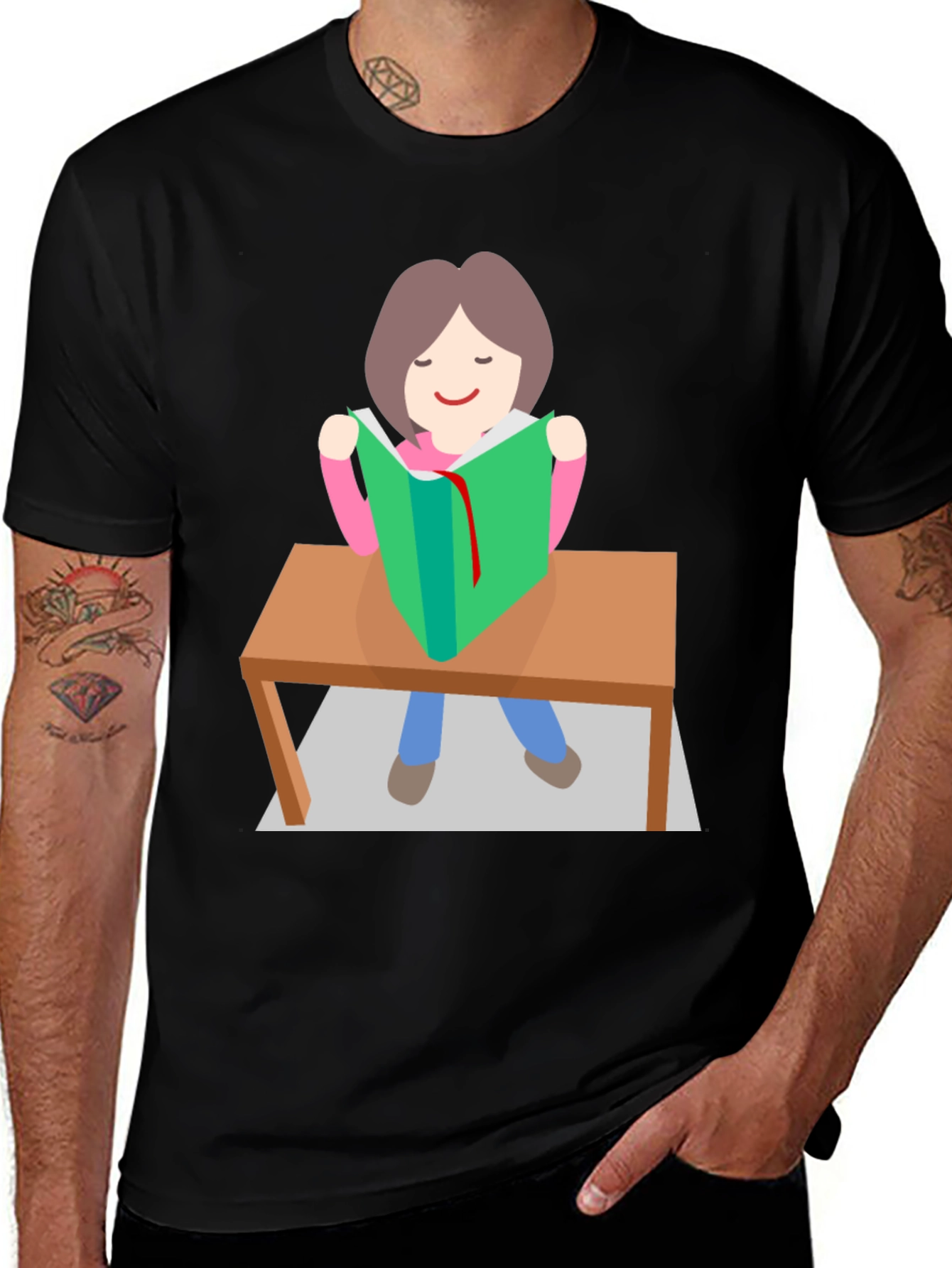 Bookworm T-Shirt - Cartoon Student Reading Design