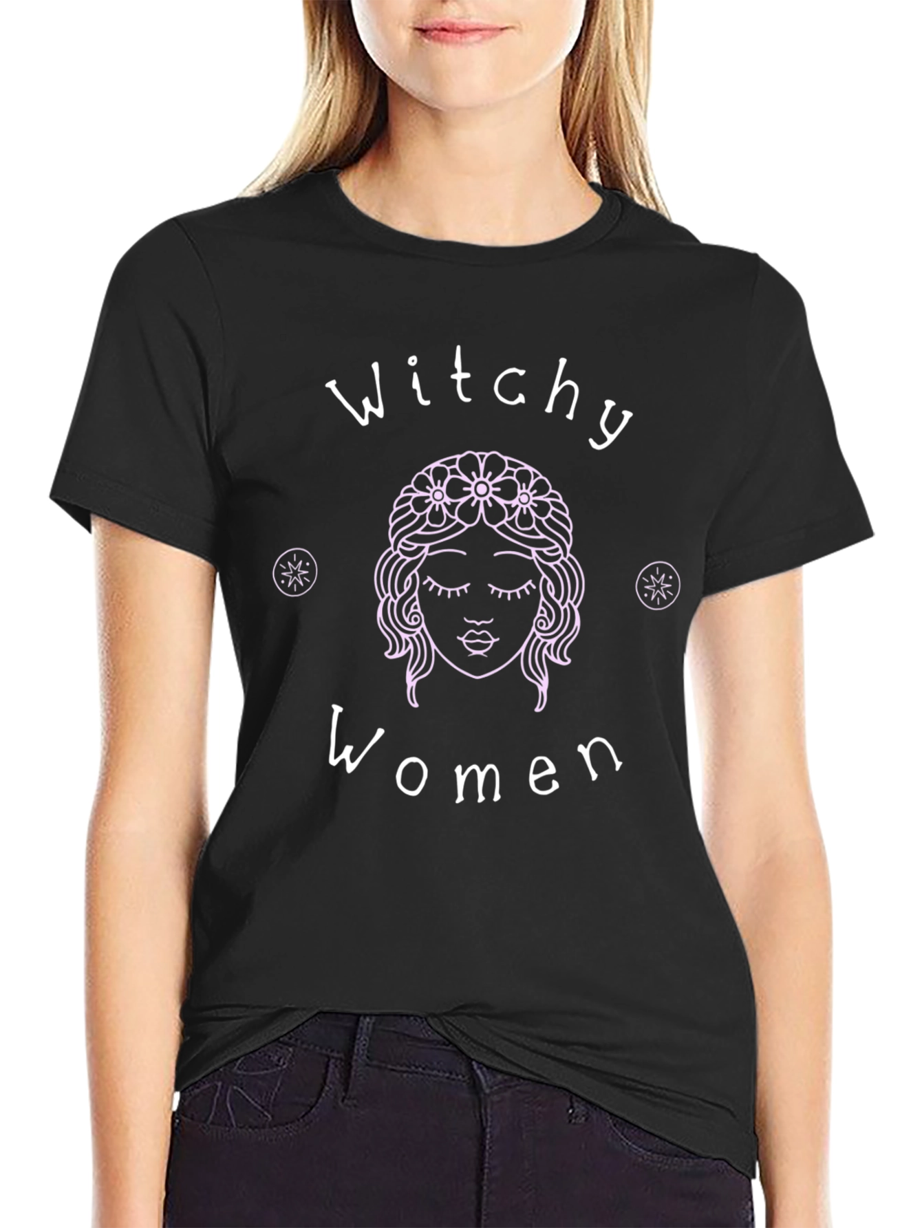 Witchy Women Graphic Tee - Black Cotton T-Shirt
