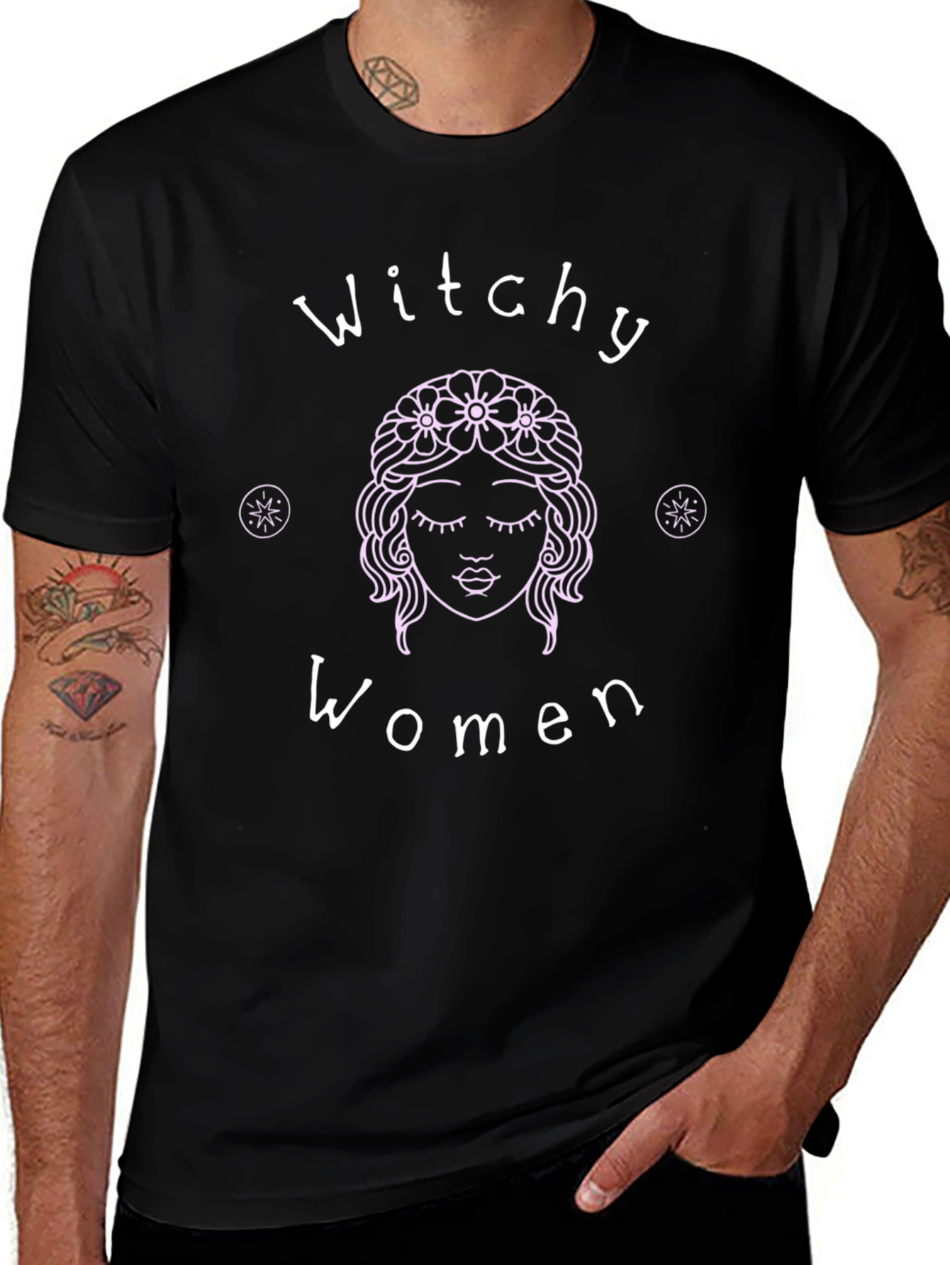Witchy Women Graphic Tee - Black Cotton T-Shirt