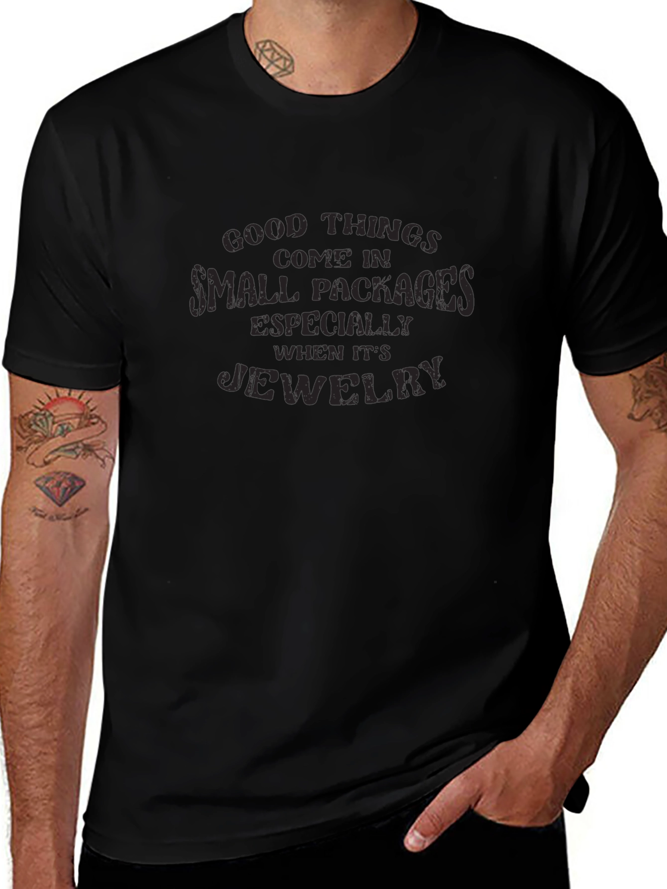 Good Things Small Packages Jewelry Black T-Shirt