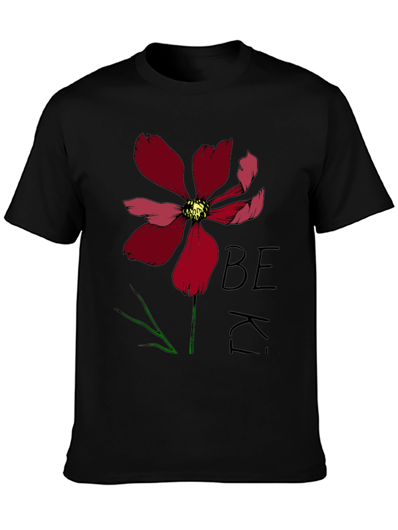 Be Kind Flower Graphic Tee - Black