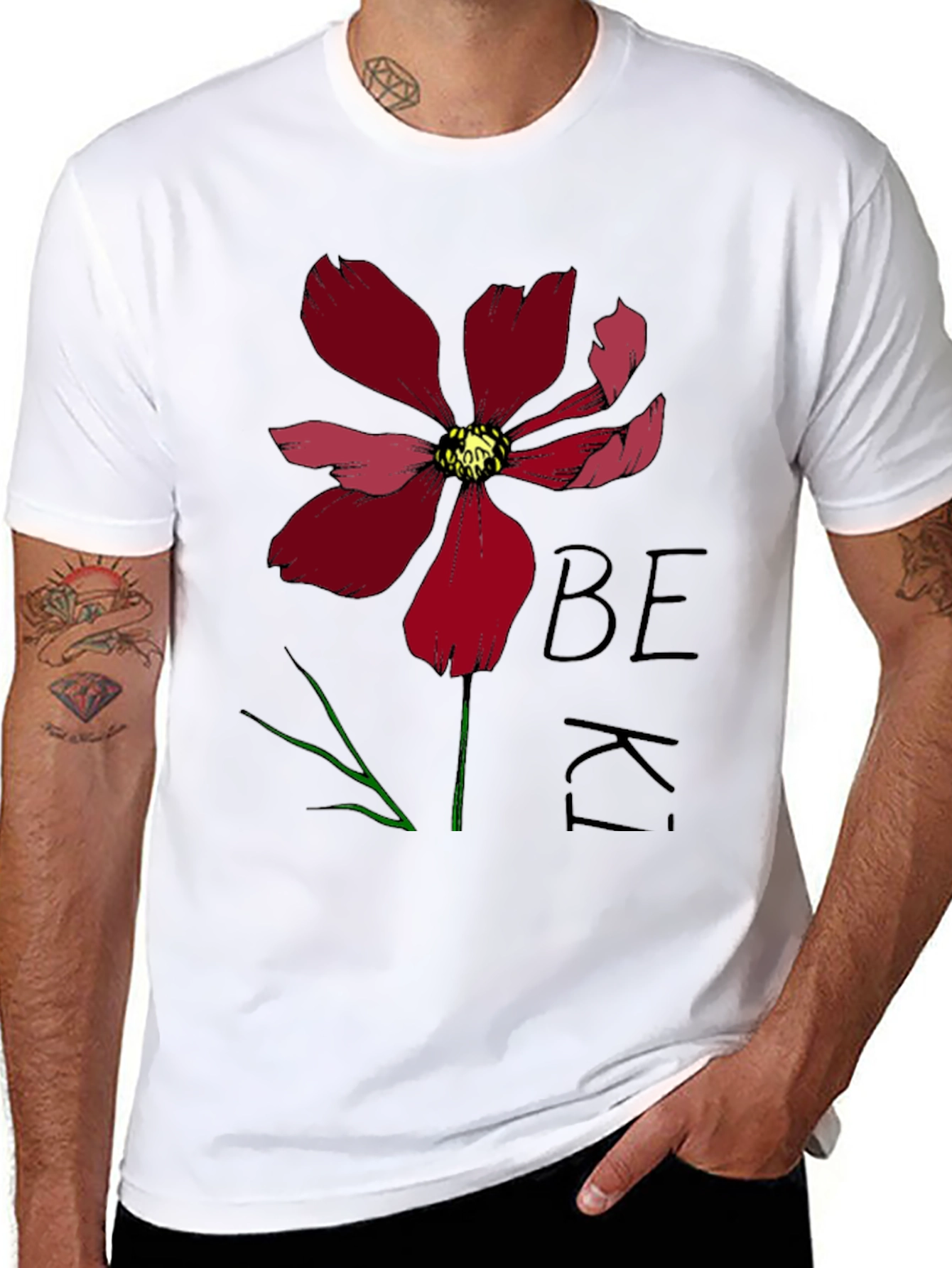 Be Kind Flower Graphic Tee - Black