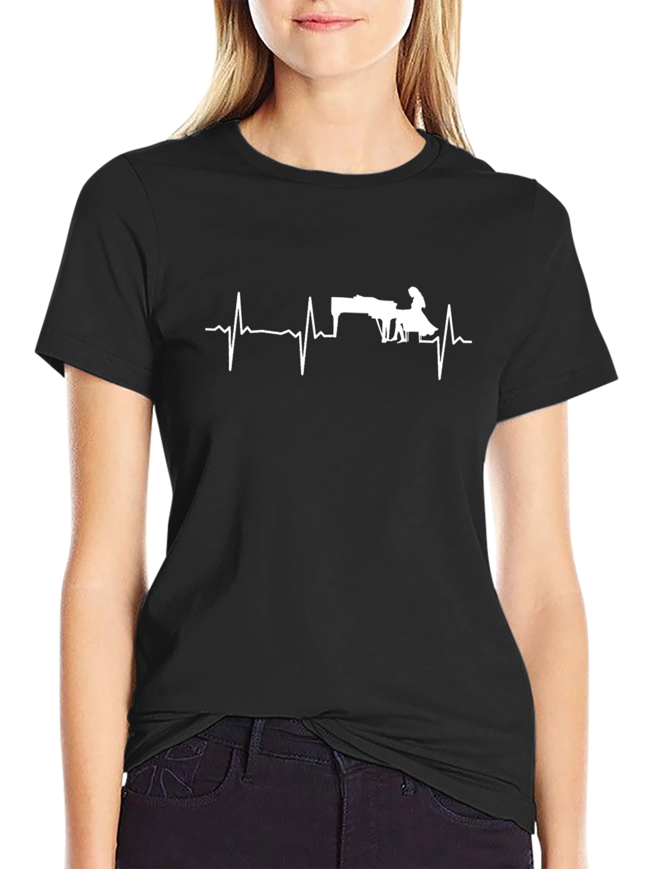 Piano Heartbeat T-Shirt - Musician Gift