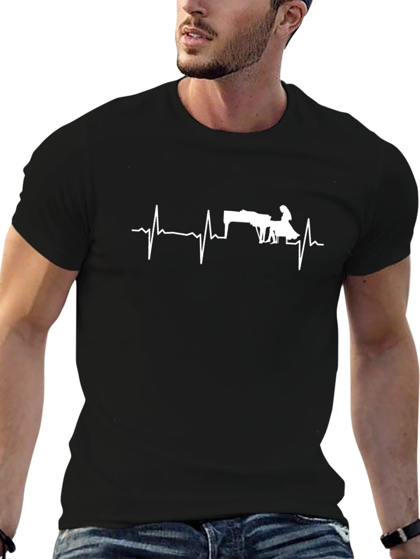 Piano Heartbeat T-Shirt - Musician Gift