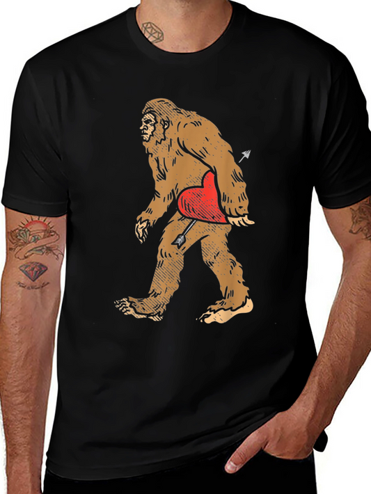 Bigfoot Valentine T-Shirt Arrow Heart Graphic