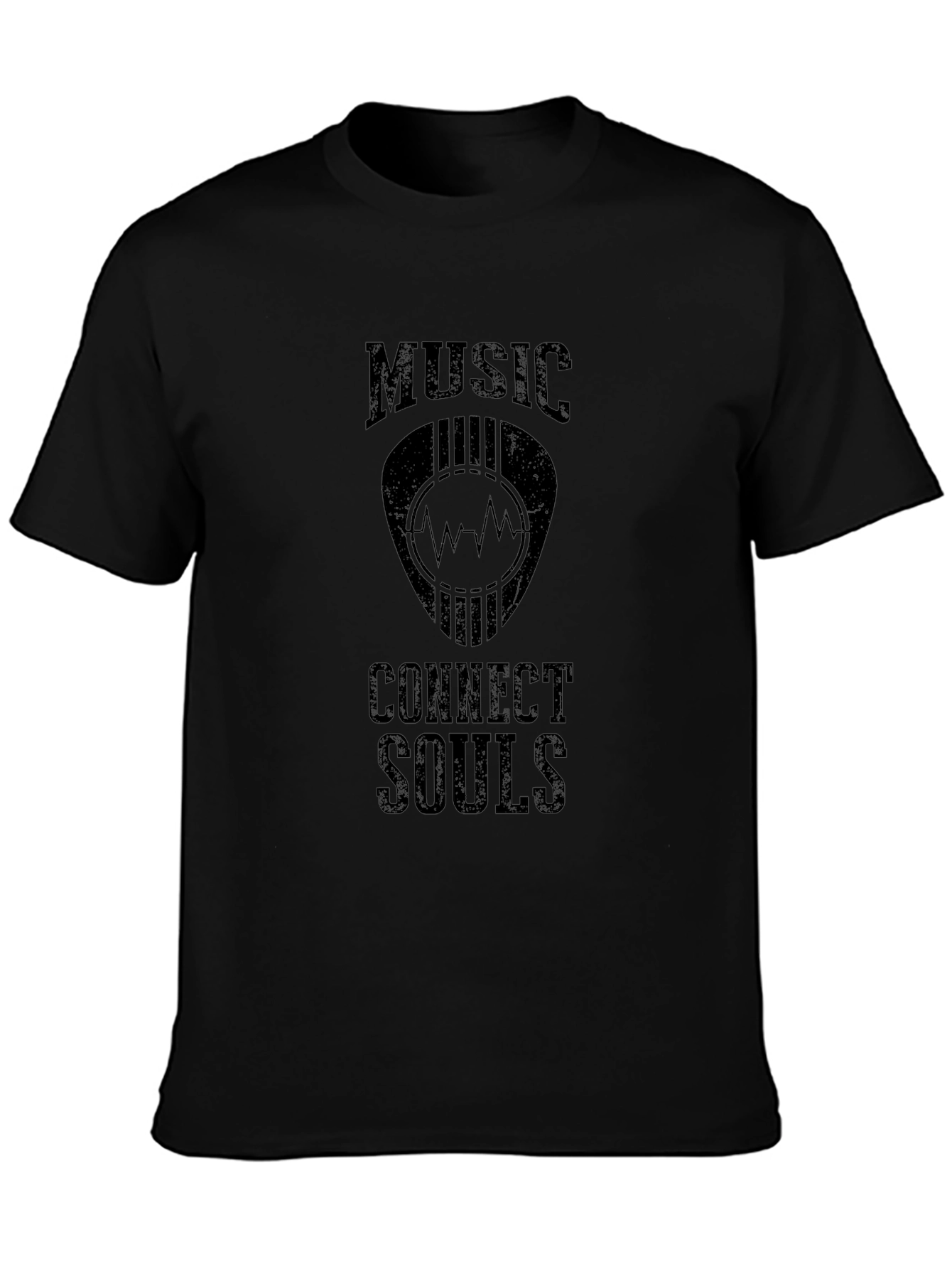 Music Connects Souls Graphic Tee - Black Cotton T-Shirt