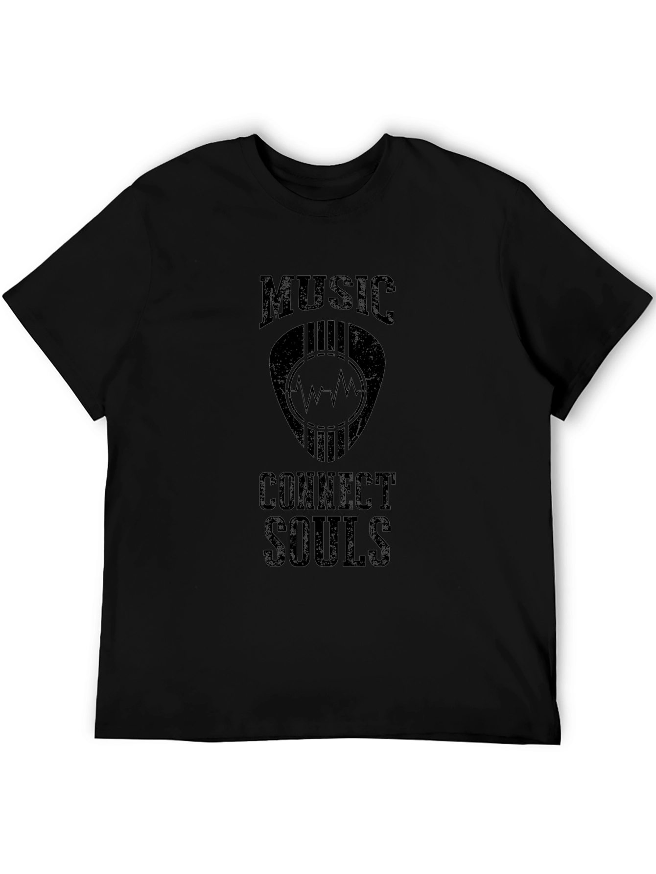 Music Connects Souls Graphic Tee - Black Cotton T-Shirt