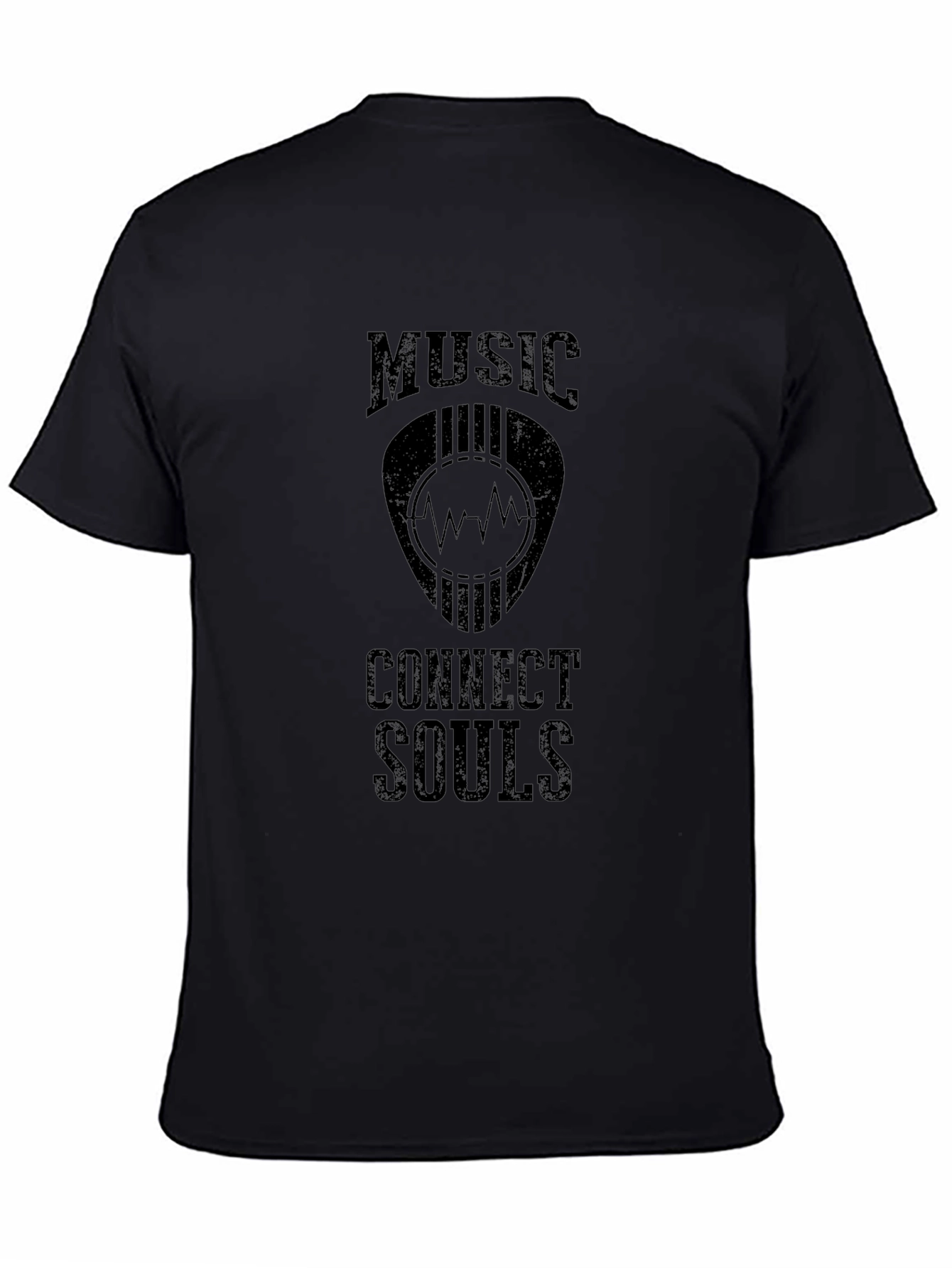 Music Connects Souls Graphic Tee - Black Cotton T-Shirt