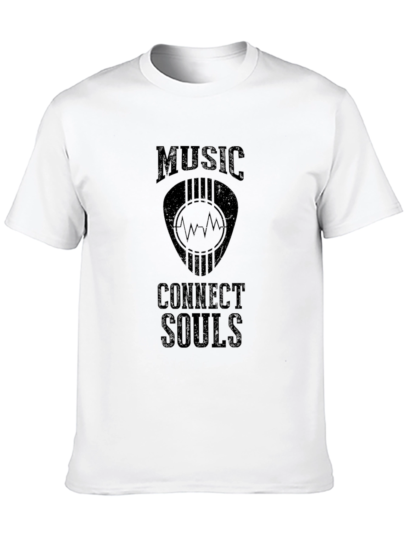 Music Connects Souls Graphic Tee - Black Cotton T-Shirt