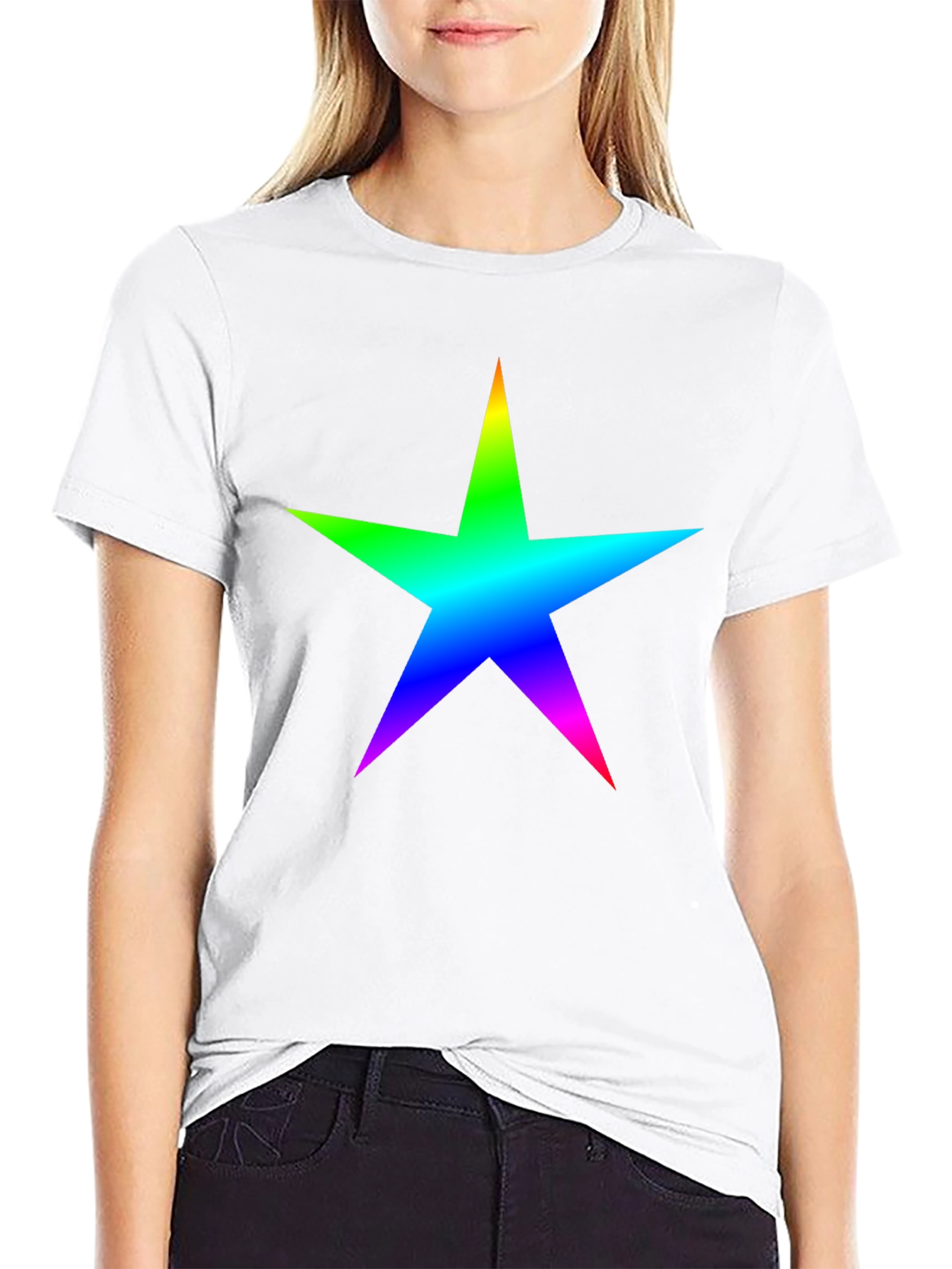 Rainbow Star Graphic Black T-Shirt