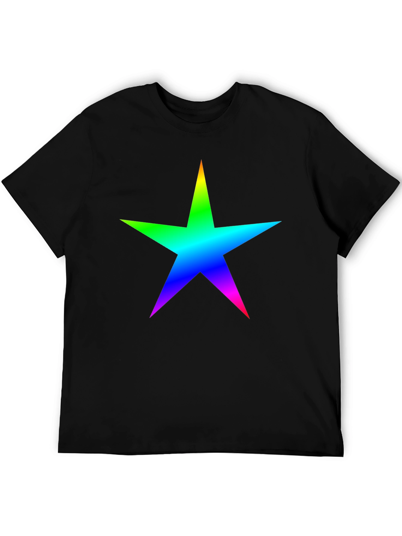 Rainbow Star Graphic Black T-Shirt