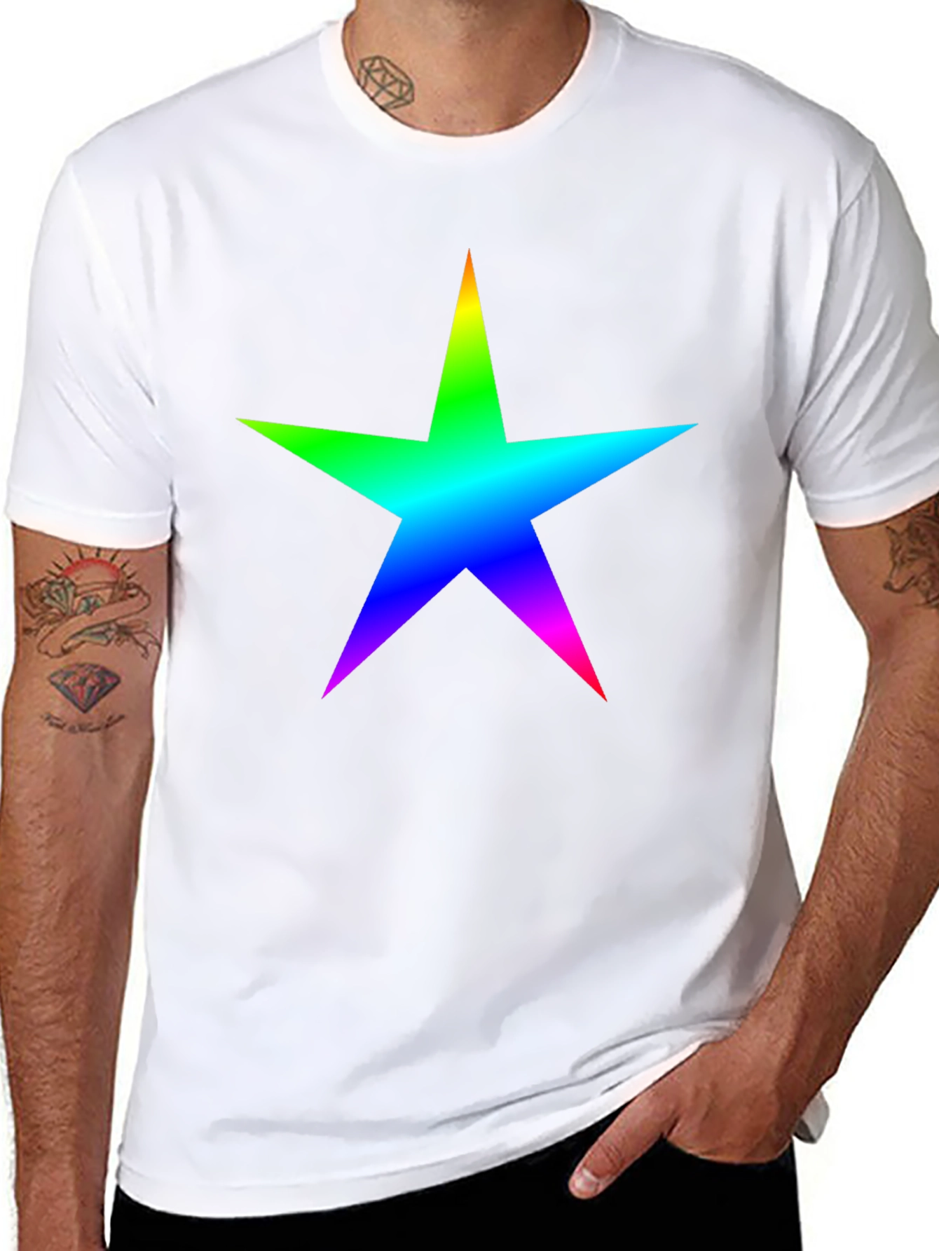 Rainbow Star Graphic Black T-Shirt