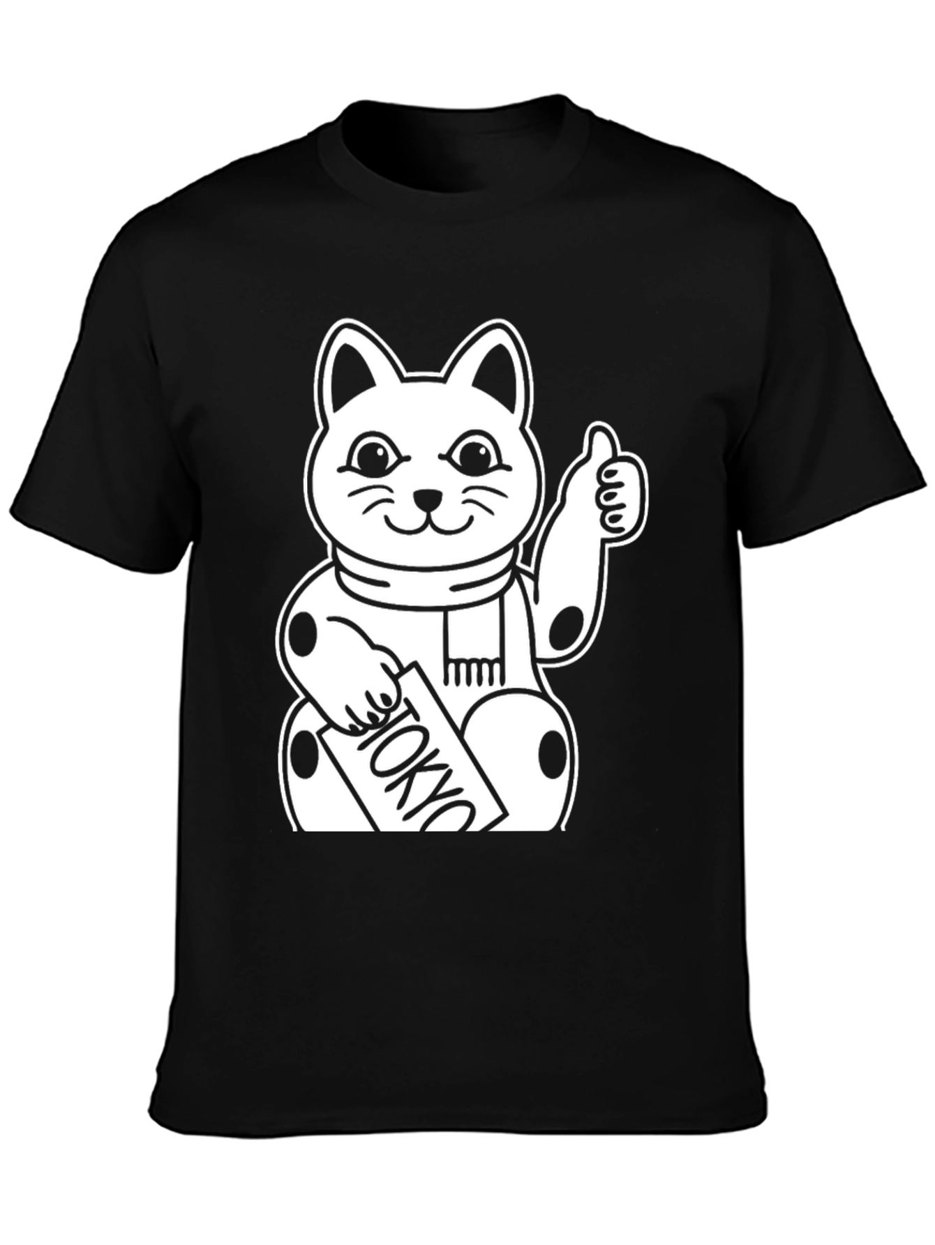 Lucky Cat Tokyo T-Shirt - Black Cotton Graphic Tee