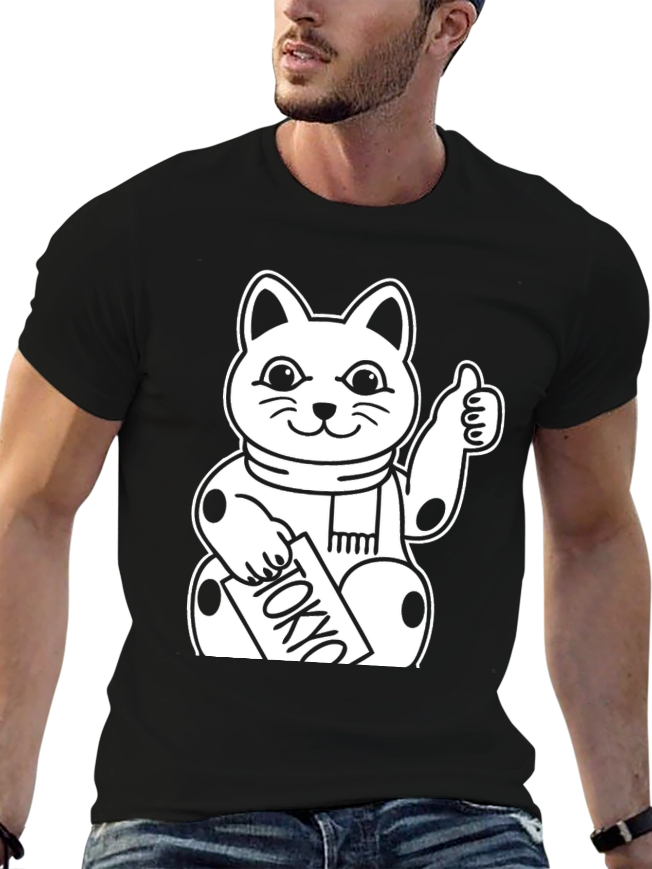 Lucky Cat Tokyo T-Shirt - Black Cotton Graphic Tee