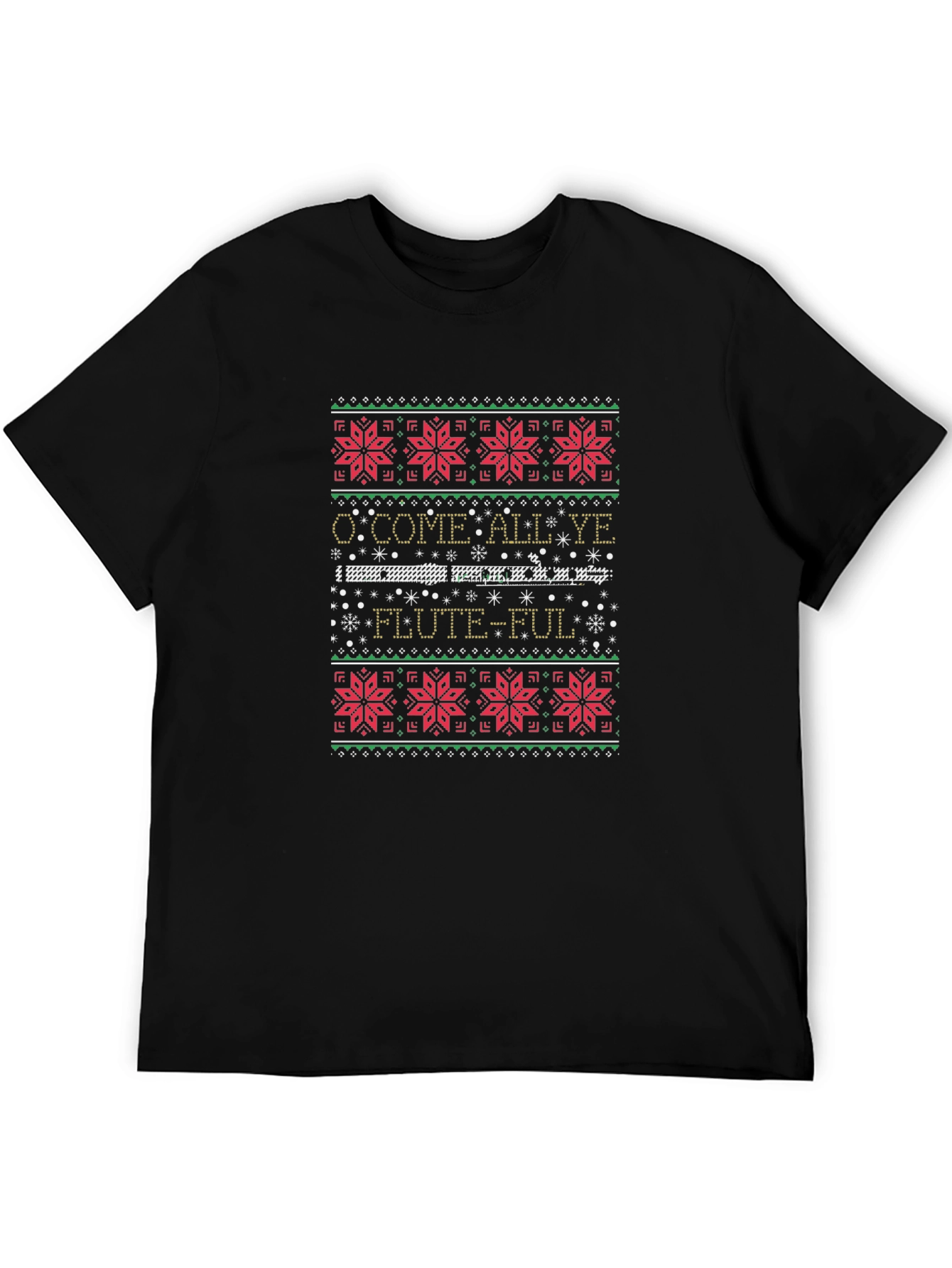 O Come All Ye Flute-Ful Ugly Christmas Sweater T-Shirt